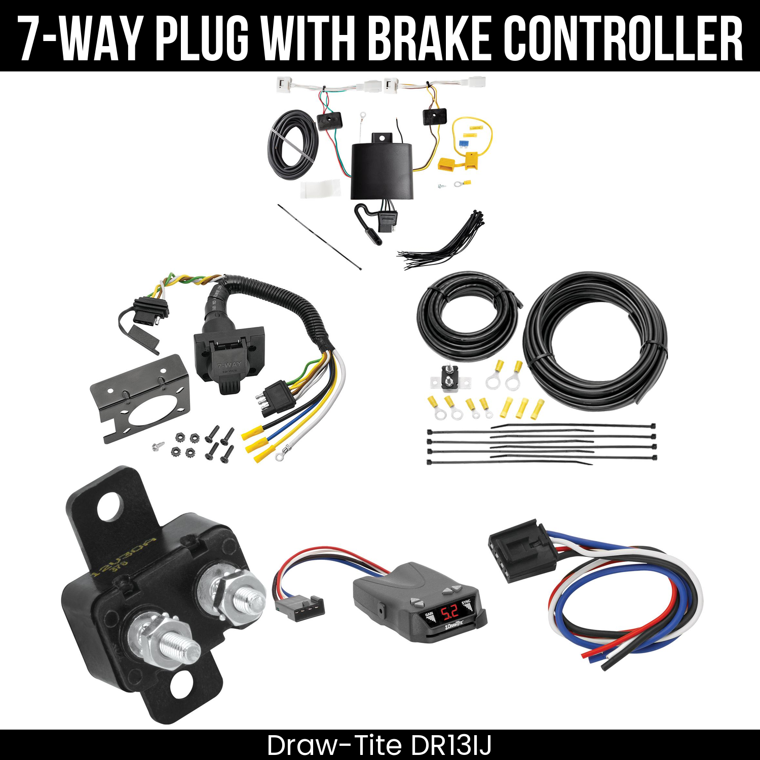 Trailer Wiring 7-Way Plug w/ Bracket , Draw-Tite Activator IV Brake Control