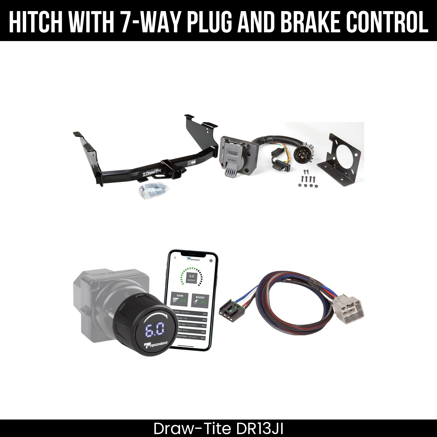 Draw Tite DR13JI Hitch With 7 Way Plug And Brake Control Bundle Featureimg