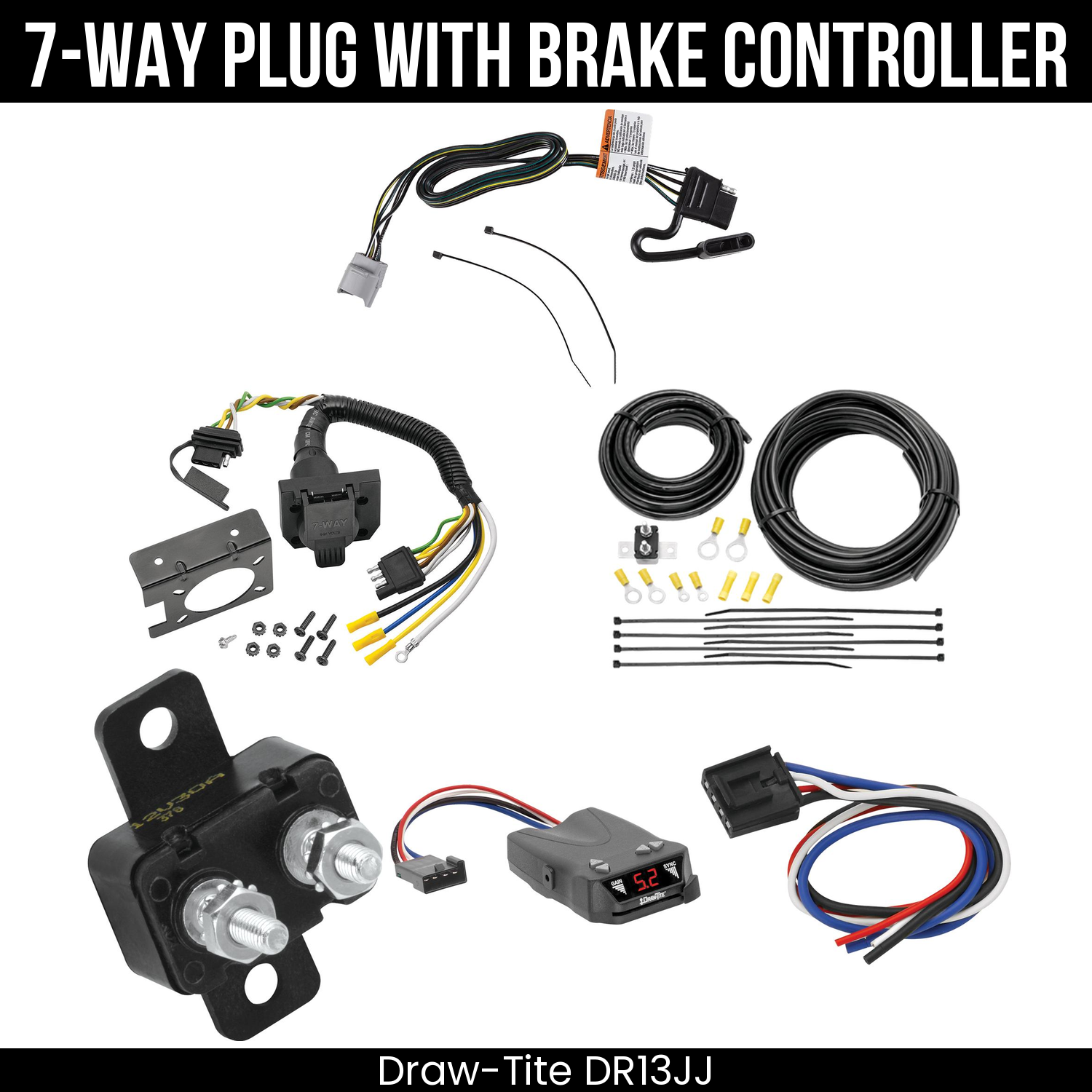 Trailer Wiring 7-Way Plug w/ Bracket , Draw-Tite Activator IV Brake Control