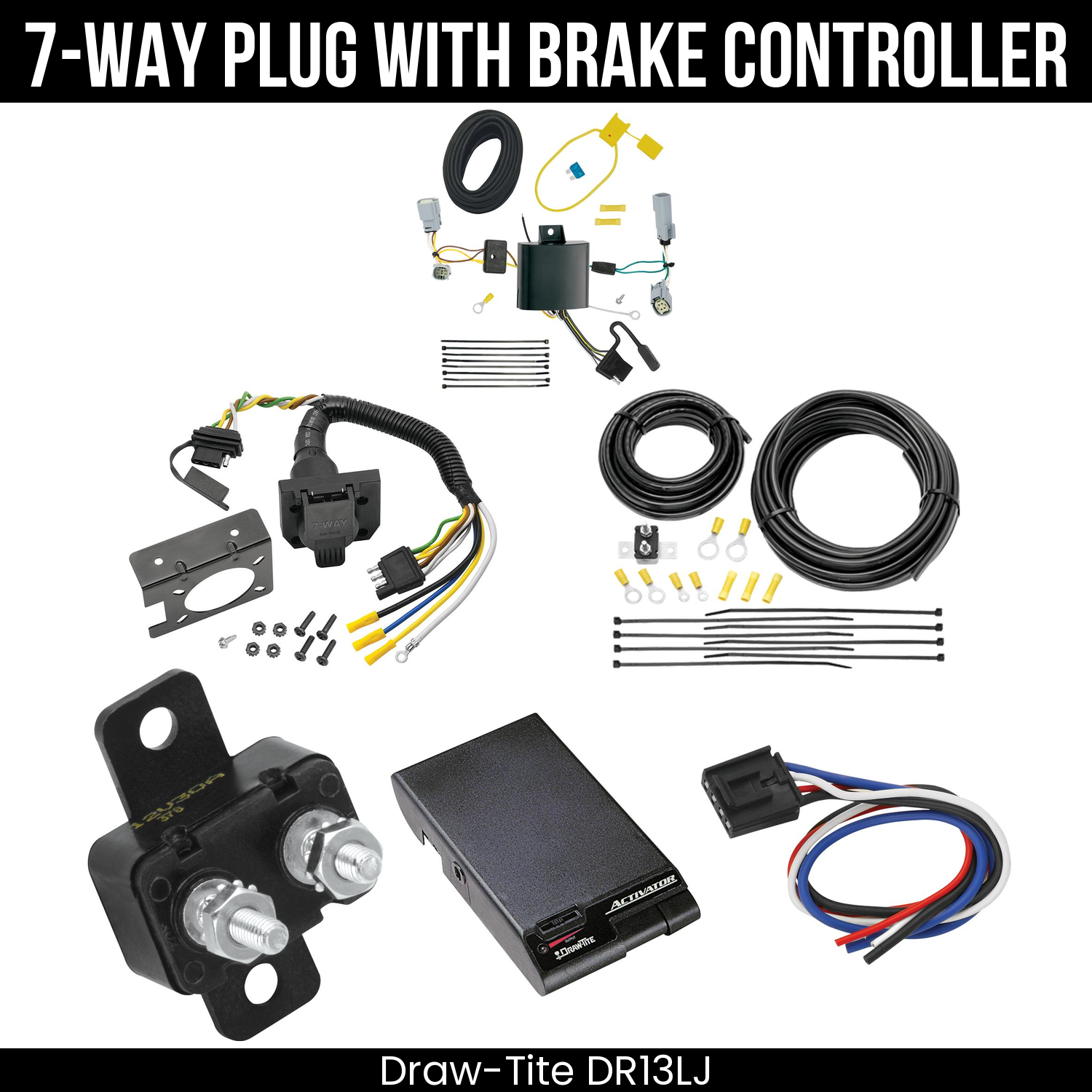 Trailer Wiring 7-Way Plug w/ Bracket , Draw-Tite Activator Brake Control