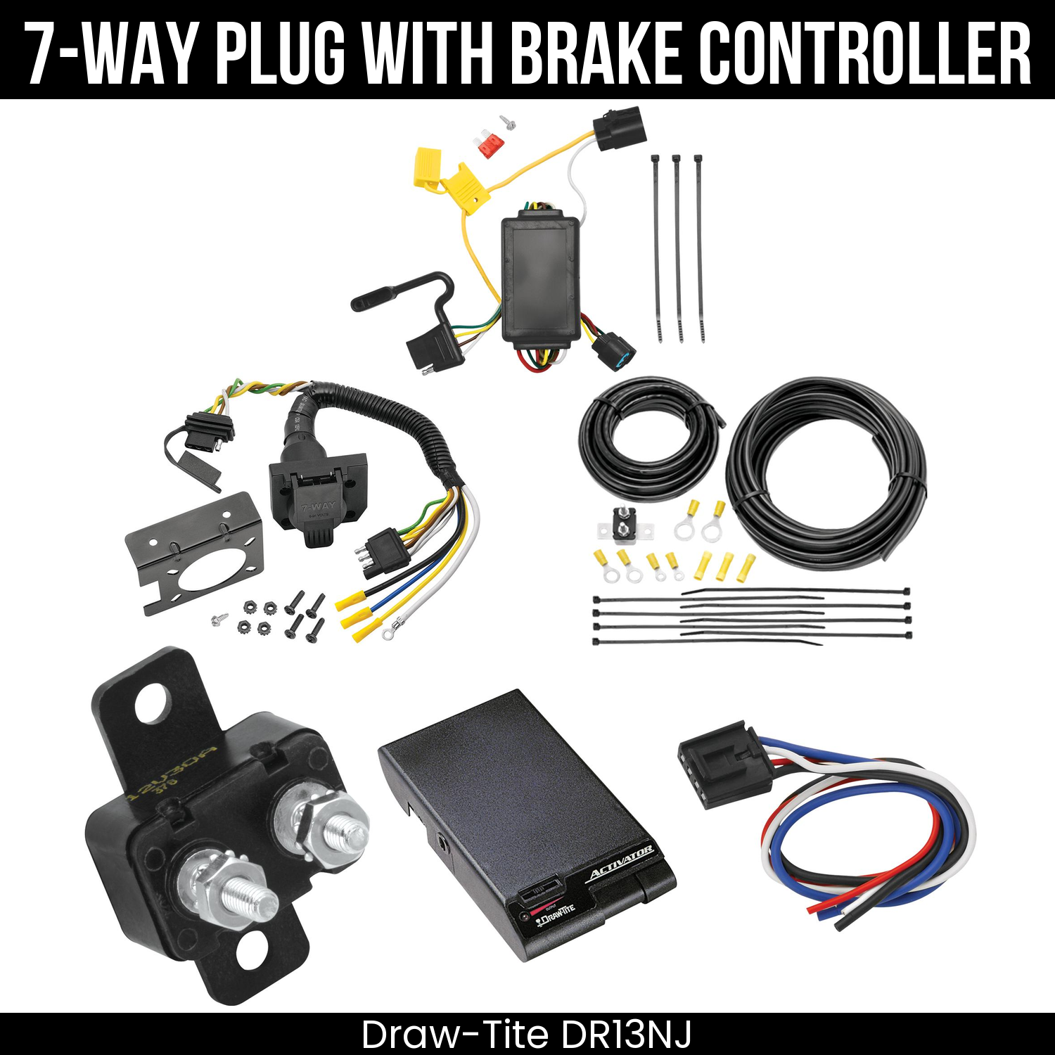 Trailer Wiring 7-Way Plug w/ Bracket , Draw-Tite Activator Brake Control