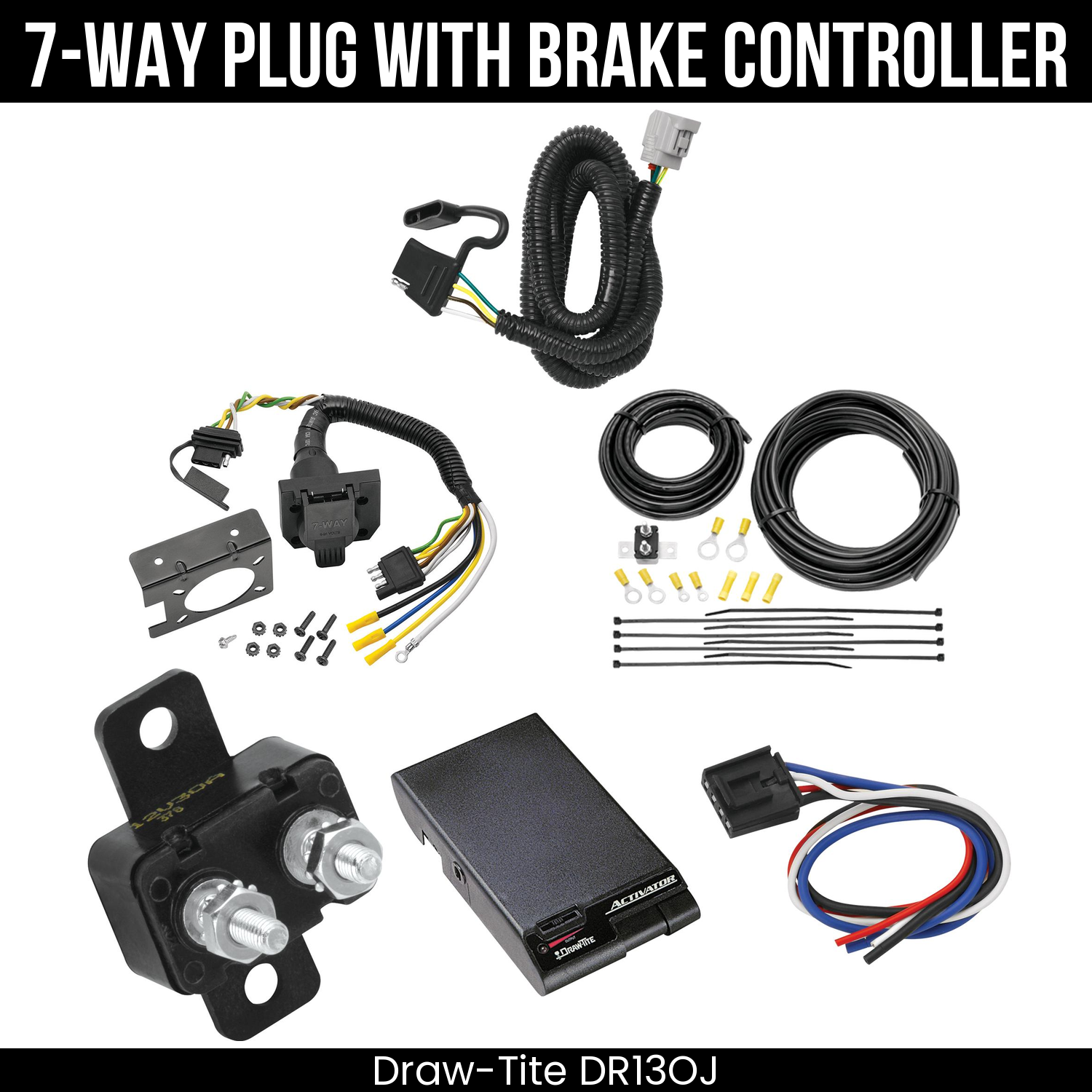 Trailer Wiring 7-Way Plug w/ Bracket , Draw-Tite Activator Brake Control