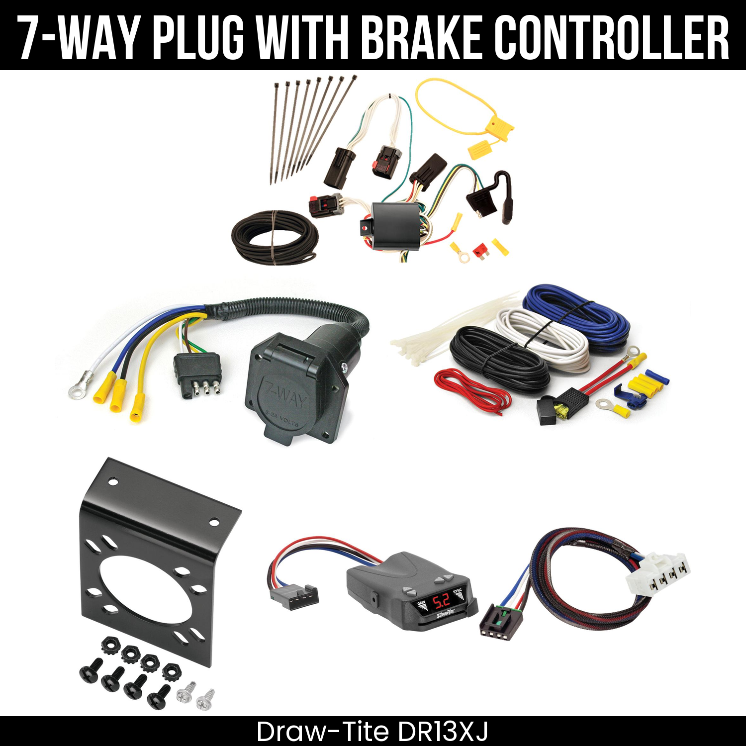 Trailer Wiring 7-Way Economy Plug w/ Bracket , Draw-Tite Activator IV Brake Control