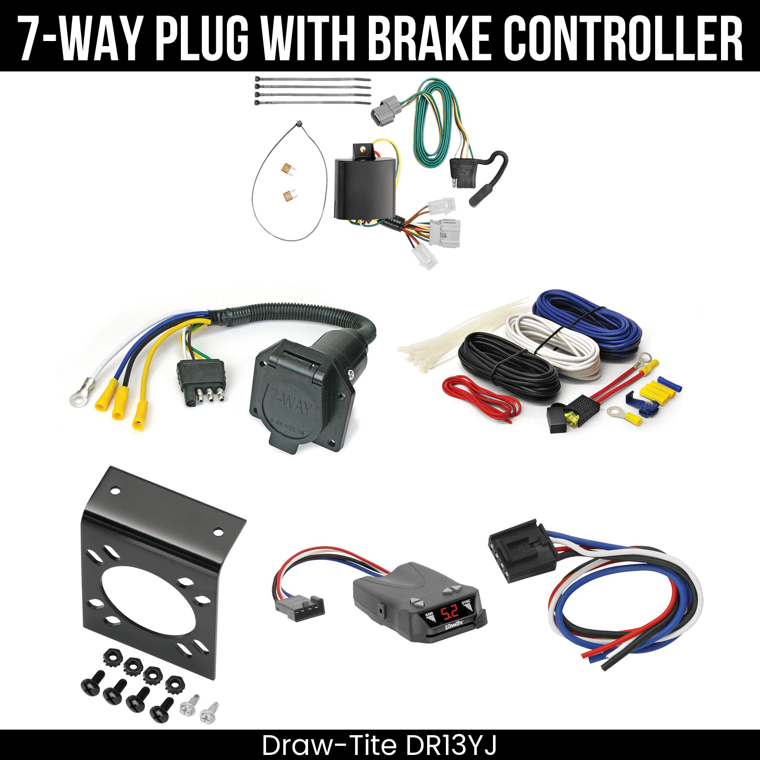 Trailer Wiring 7-Way Economy Plug w/ Bracket , Draw-Tite Activator IV Brake Control