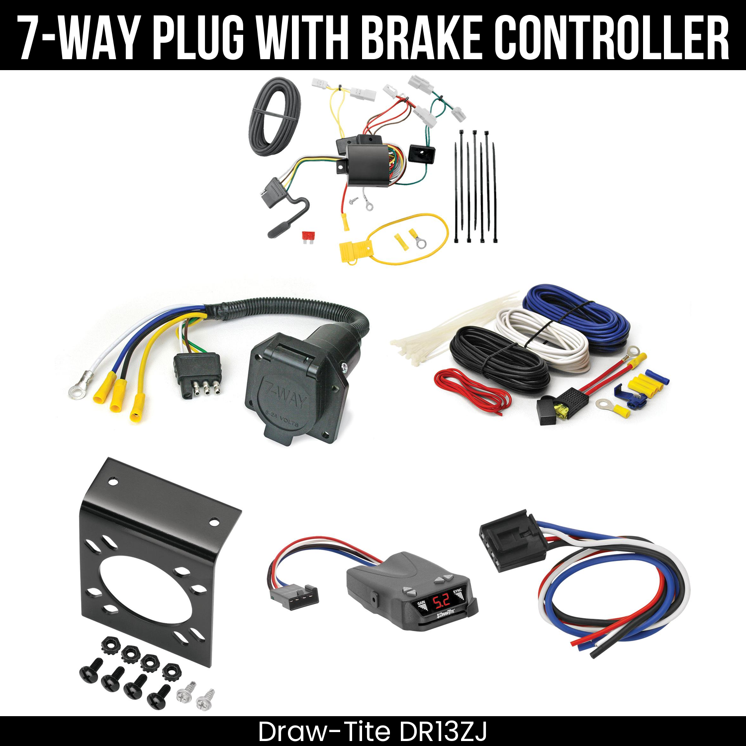 Trailer Wiring 7-Way Economy Plug w/ Bracket , Draw-Tite Activator IV Brake Control
