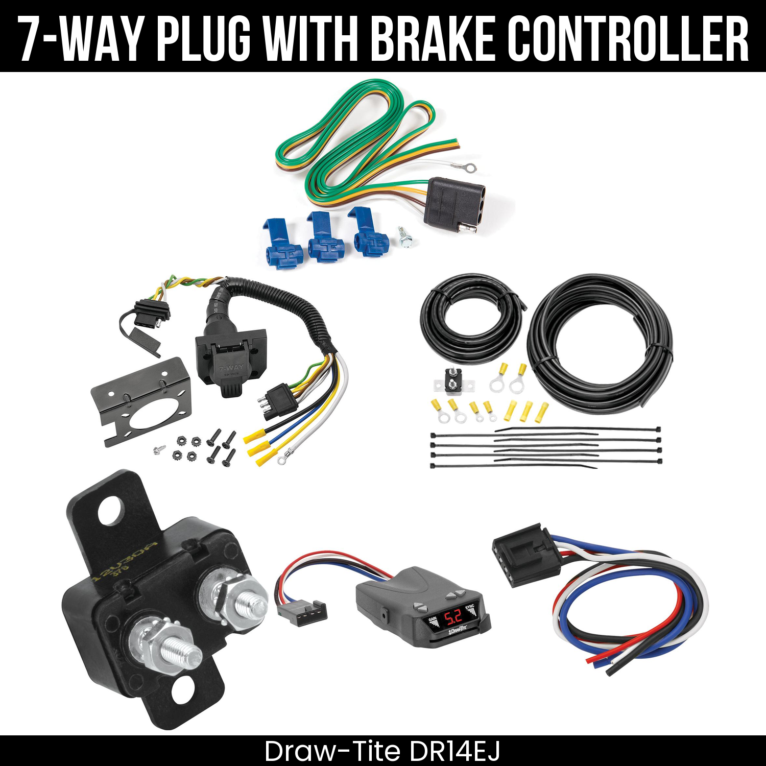 Trailer Wiring 7-Way Plug w/ Bracket , Draw-Tite Activator IV Brake Control