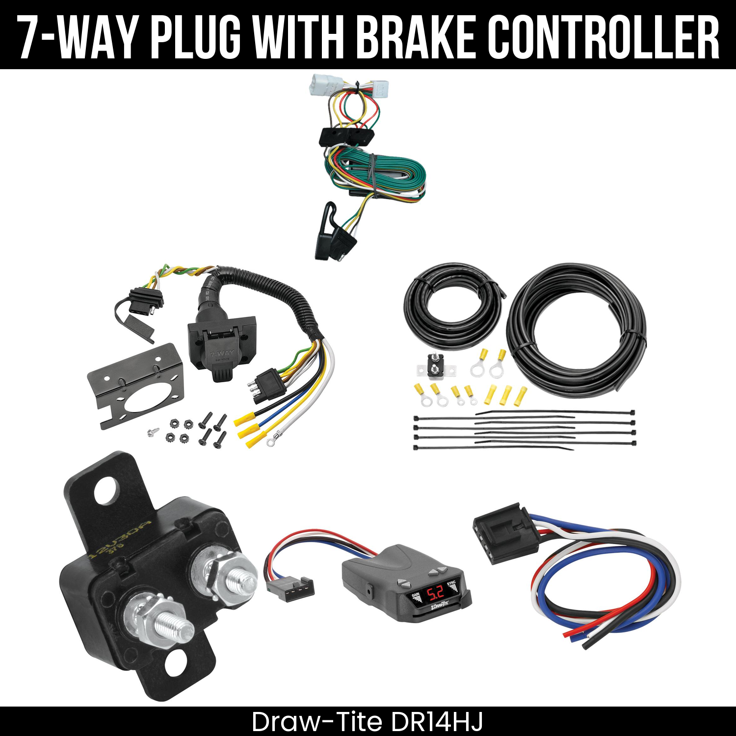 Trailer Wiring 7-Way Plug w/ Bracket , Draw-Tite Activator IV Brake Control