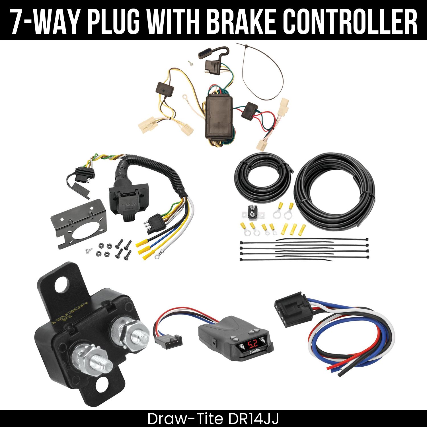 Trailer Wiring 7-Way Plug w/ Bracket , Draw-Tite Activator IV Brake Control