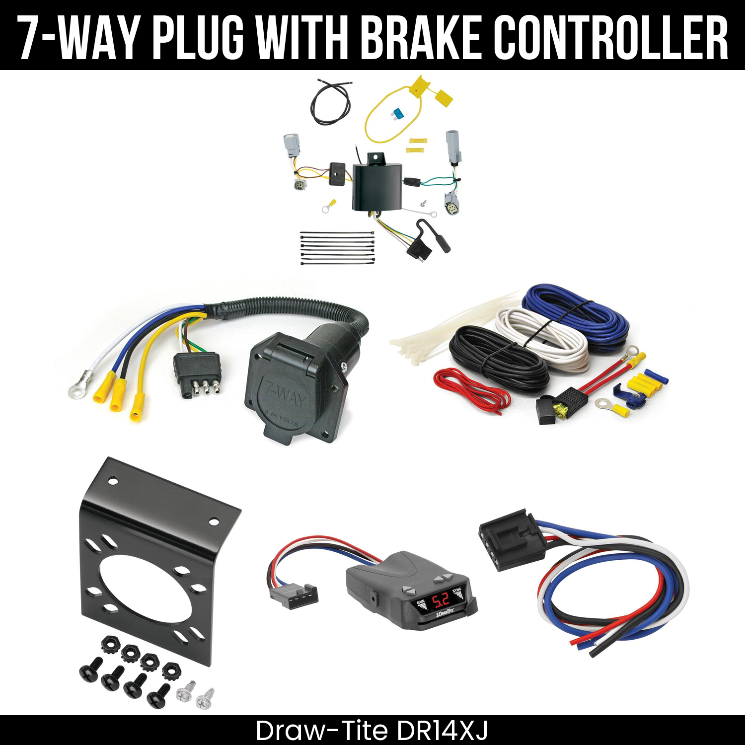 Trailer Wiring 7-Way Economy Plug w/ Bracket , Draw-Tite Activator IV Brake Control