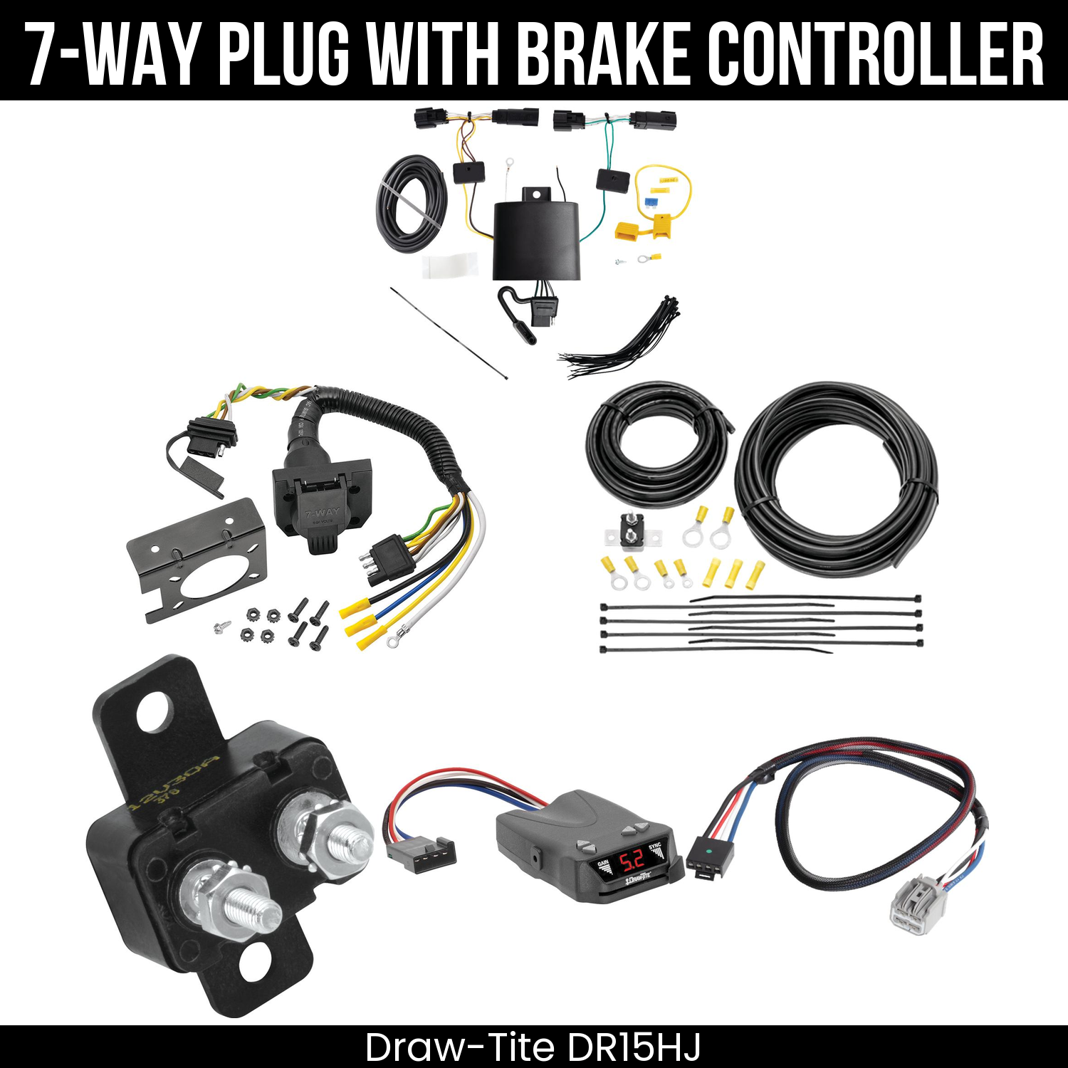 Trailer Wiring 7-Way Plug w/ Bracket , Draw-Tite Activator IV Brake Control