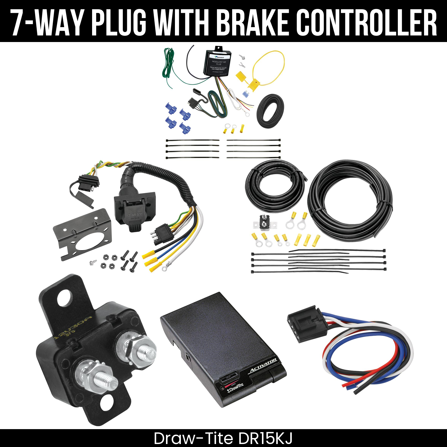 Trailer Wiring 7-Way Plug w/ Bracket , Draw-Tite Activator Brake Control