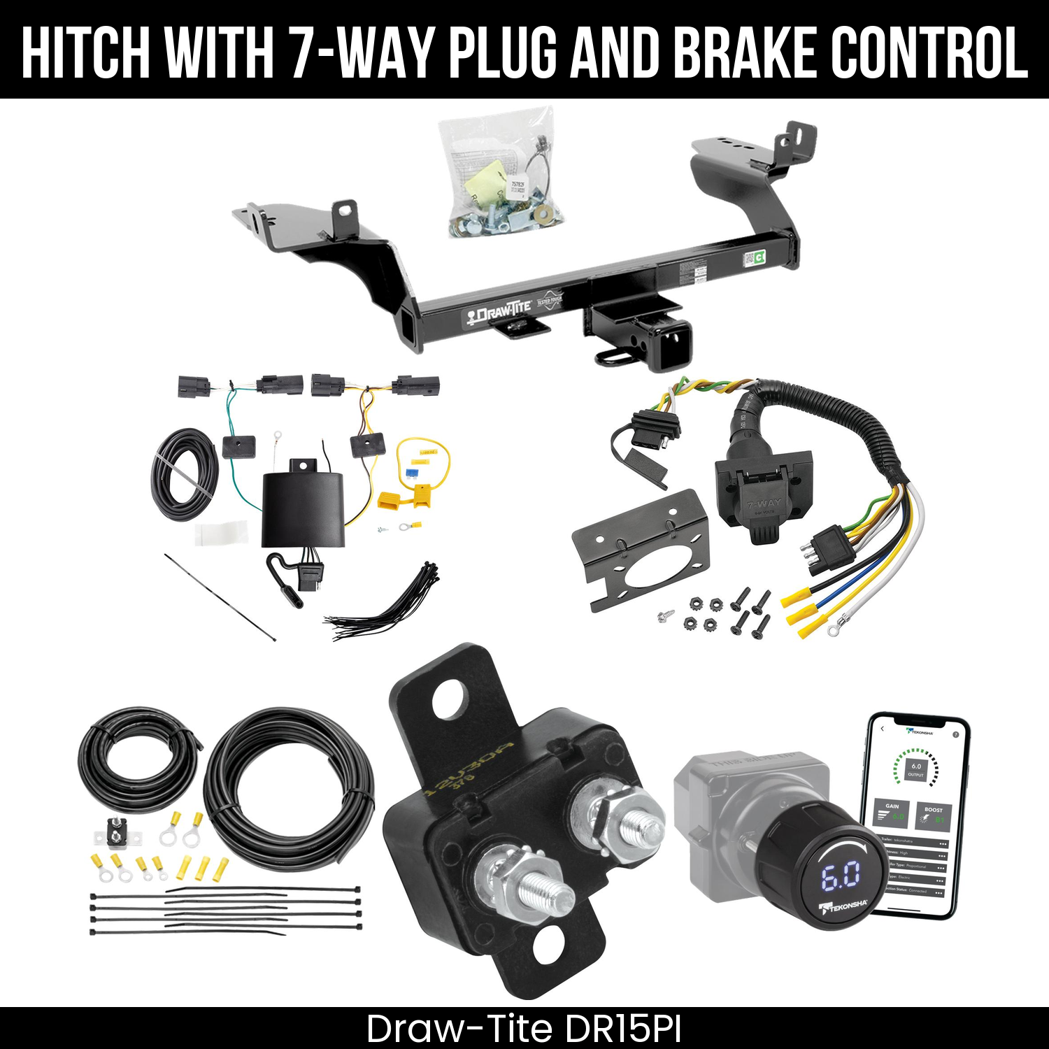 Draw Tite DR15PI Hitch With 7 Way Plug And Brake Control Bundle Featureimg
