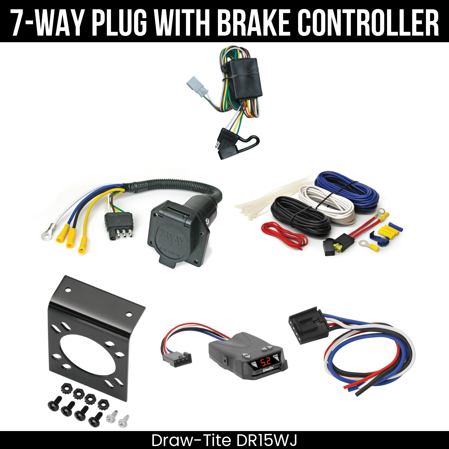 Trailer Wiring 7-Way Economy Plug w/ Bracket , Draw-Tite Activator IV Brake Control