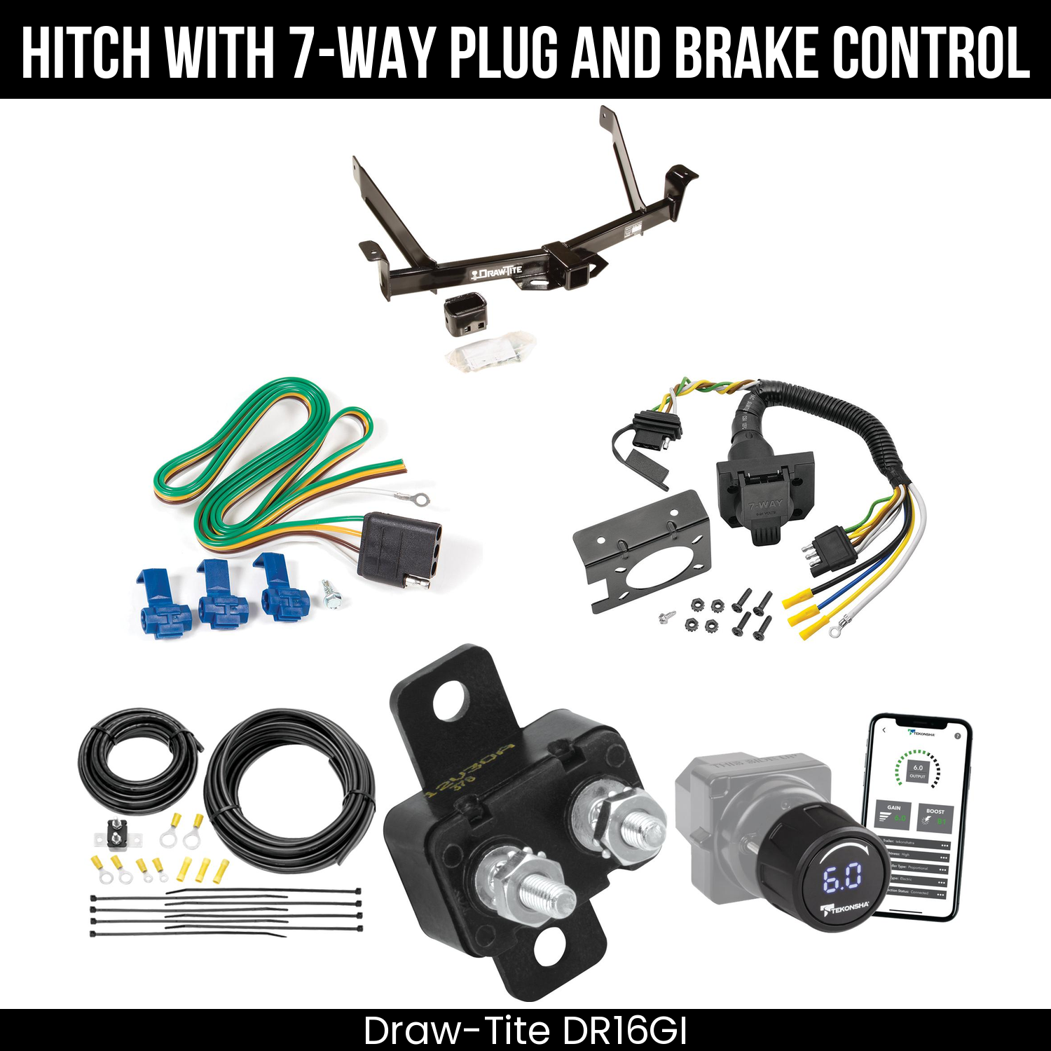 Draw Tite DR16GI Hitch With 7 Way Plug And Brake Control Bundle Featureimg