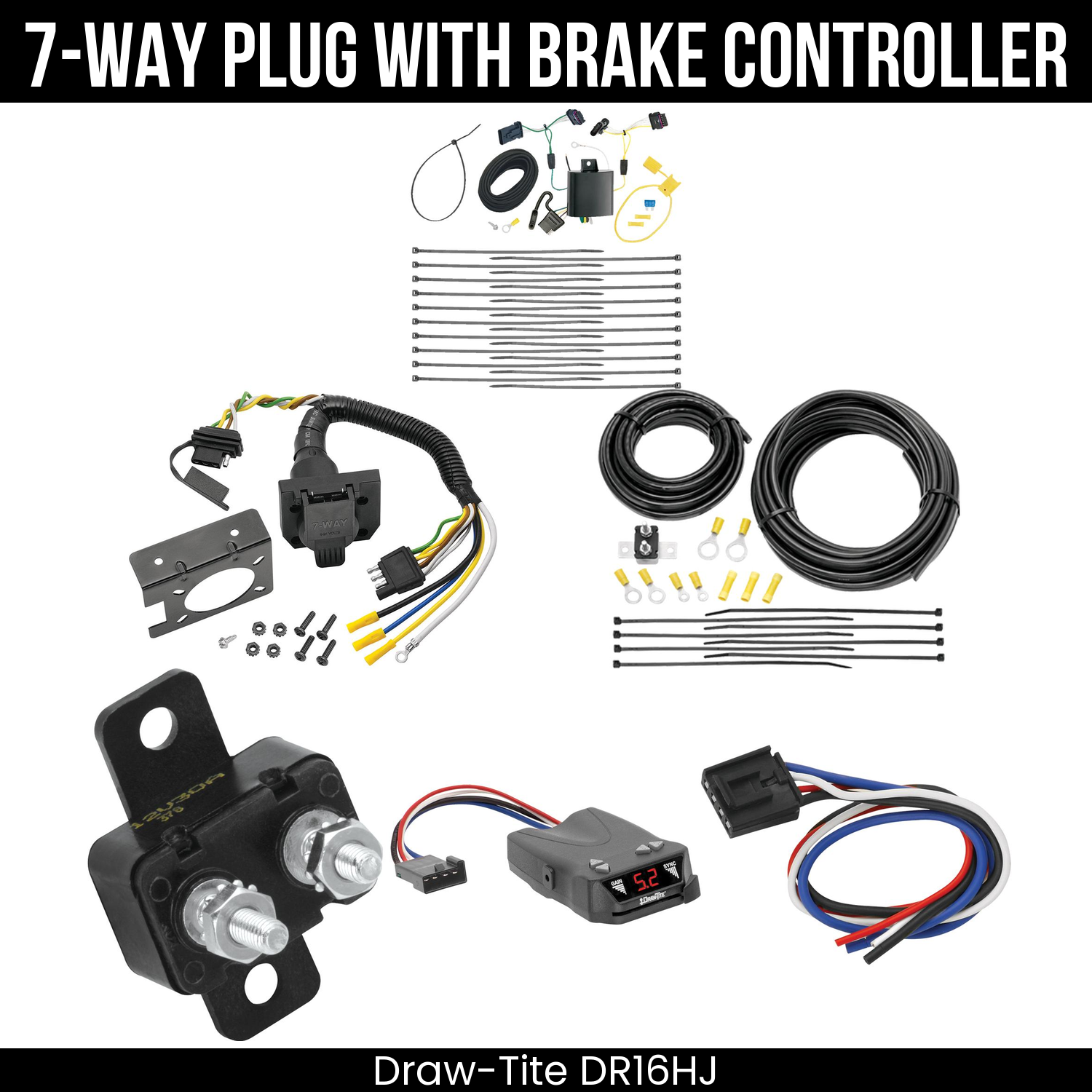 Trailer Wiring 7-Way Plug w/ Bracket , Draw-Tite Activator IV Brake Control