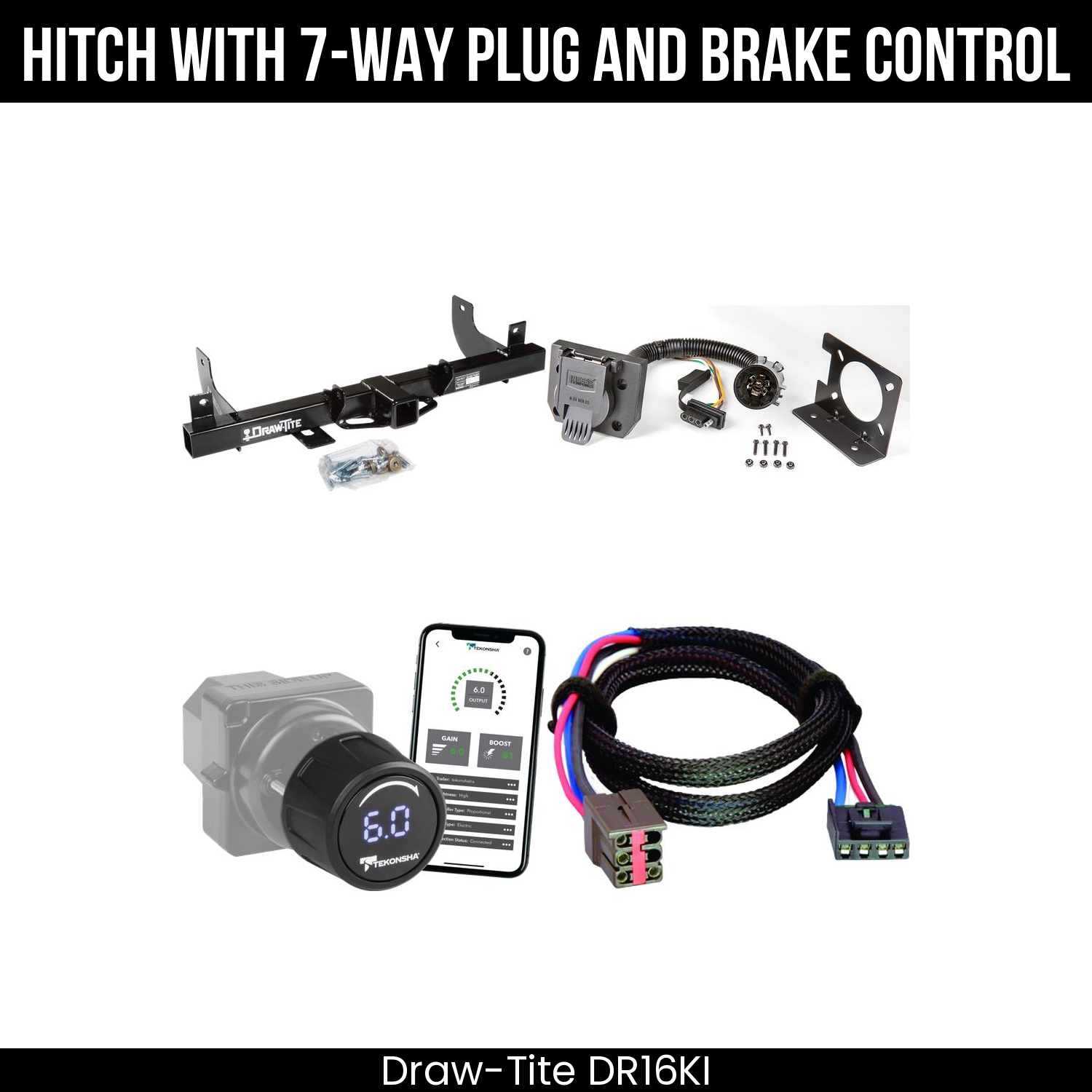 Draw Tite DR16KI Hitch With 7 Way Plug And Brake Control Bundle Featureimg