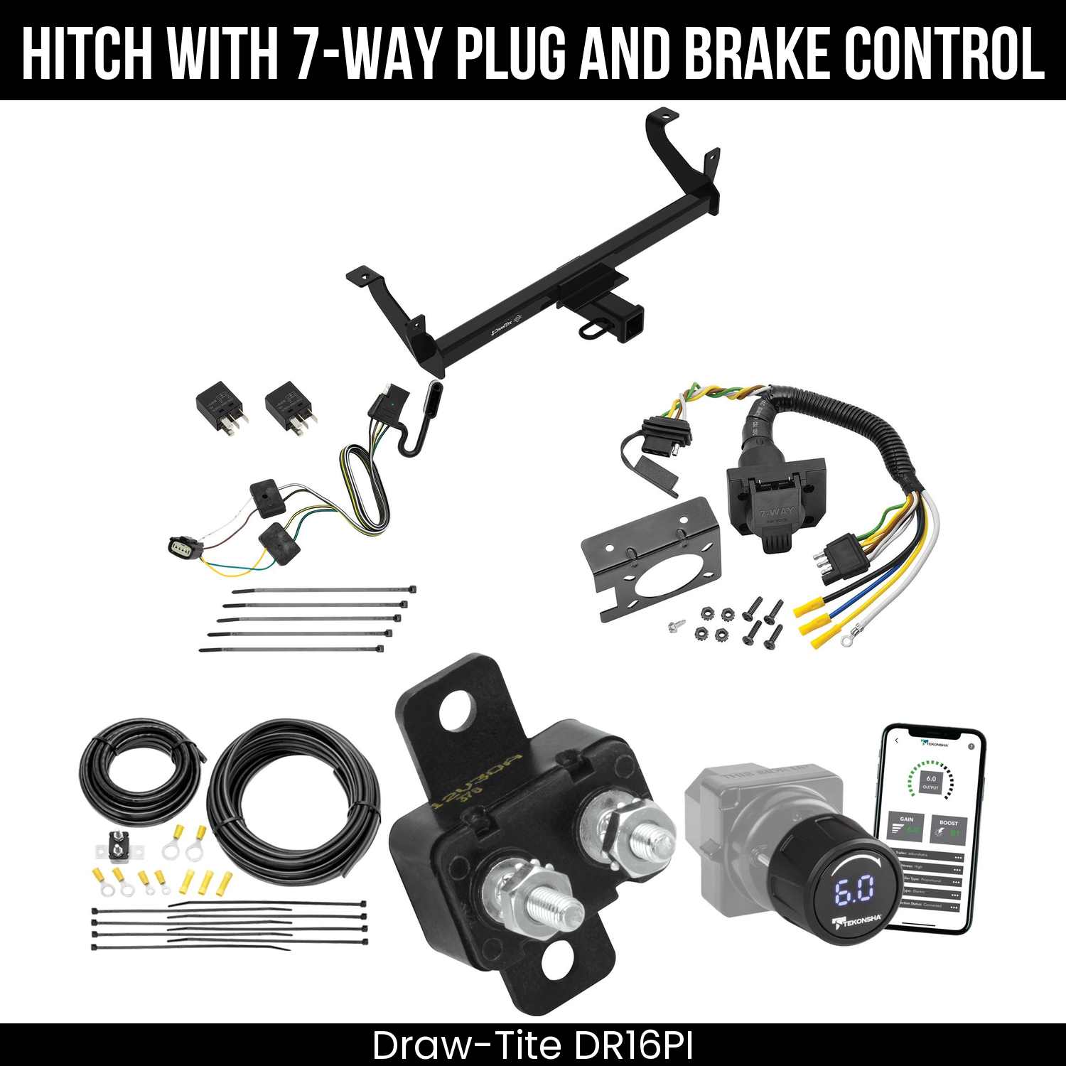 Draw Tite DR16PI Hitch With 7 Way Plug And Brake Control Bundle Featureimg
