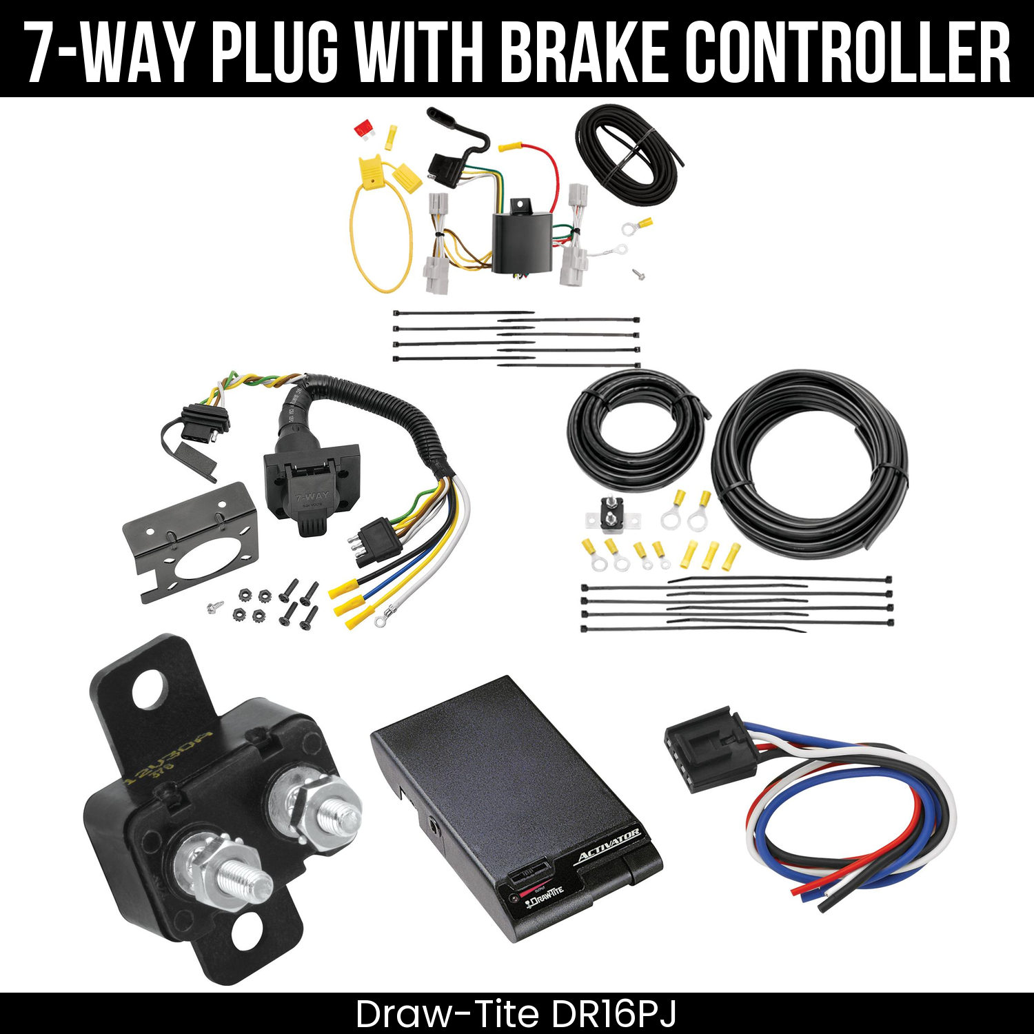 Trailer Wiring 7-Way Plug w/ Bracket , Draw-Tite Activator Brake Control