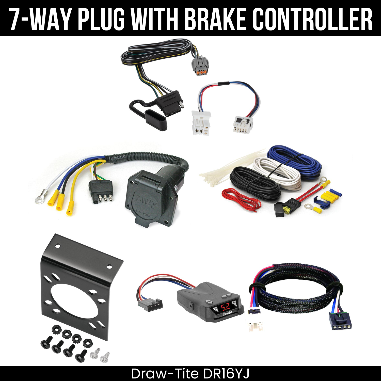 Trailer Wiring 7-Way Economy Plug w/ Bracket , Draw-Tite Activator IV Brake Control
