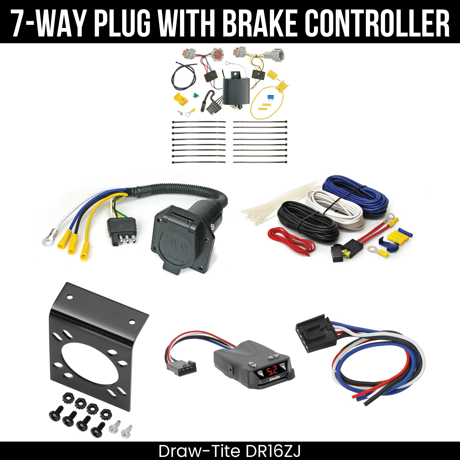 Trailer Wiring 7-Way Economy Plug w/ Bracket , Draw-Tite Activator IV Brake Control