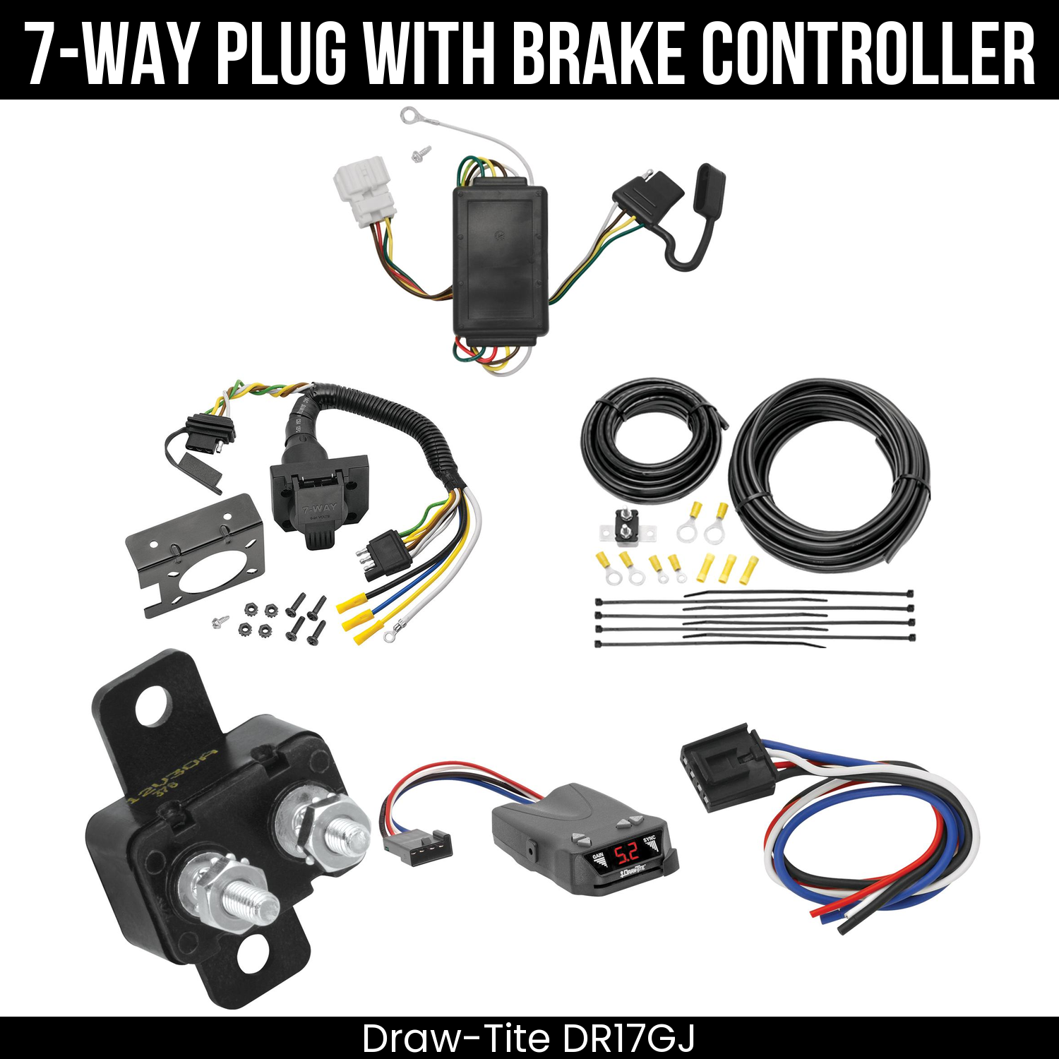 Trailer Wiring 7-Way Plug w/ Bracket , Draw-Tite Activator IV Brake Control
