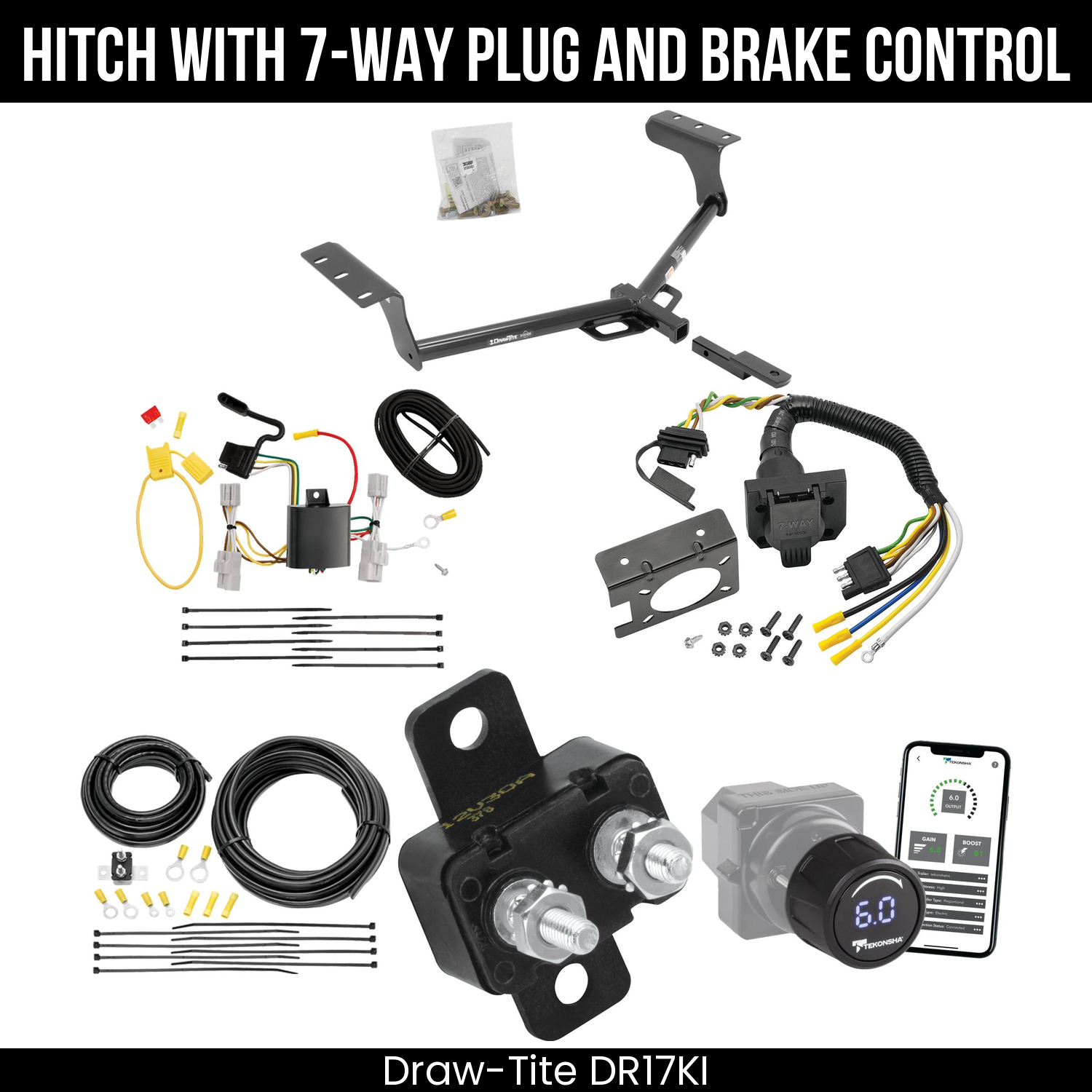 Draw Tite DR17KI Hitch With 7 Way Plug And Brake Control Bundle Featureimg