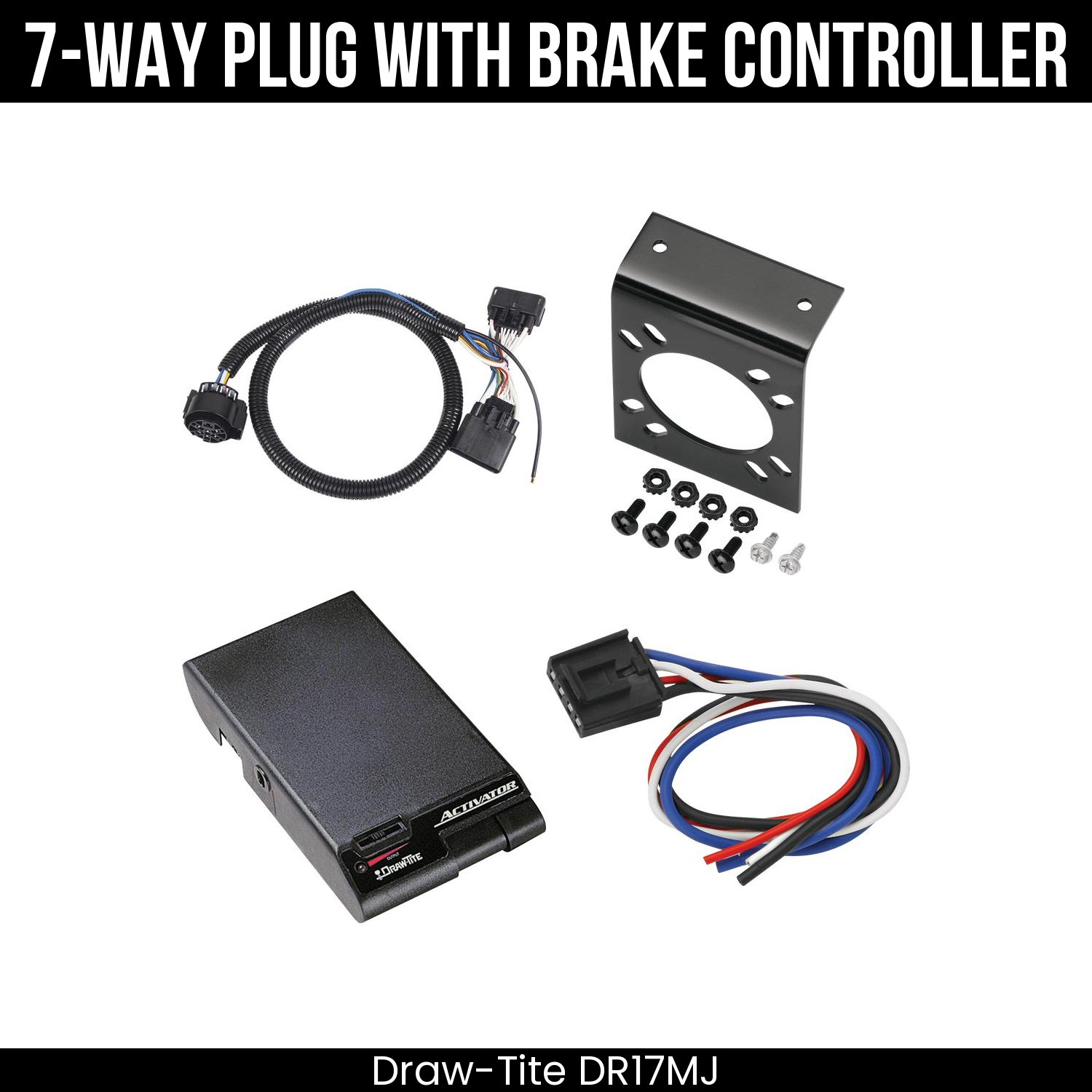 Trailer Wiring 7-Way Plug w/ Bracket , Draw-Tite Activator Brake Control