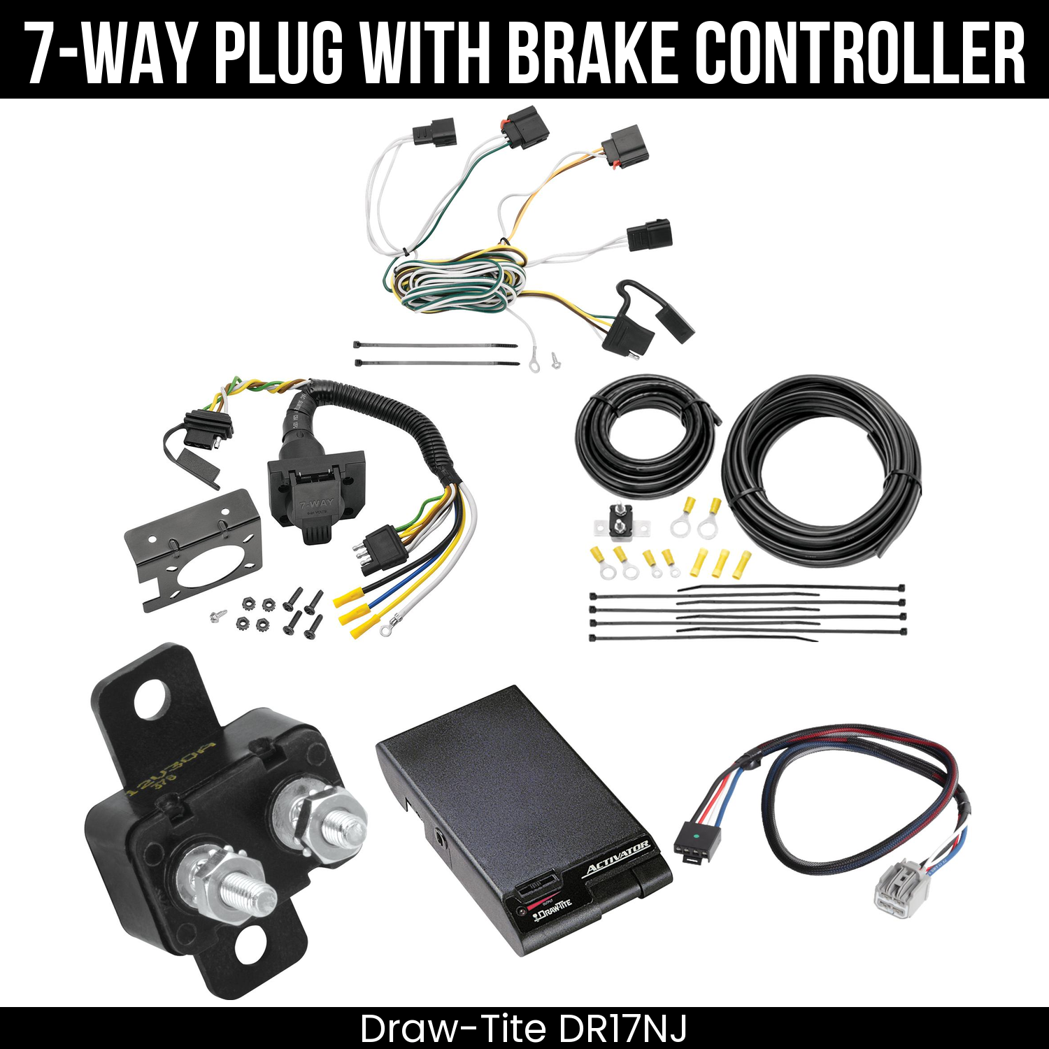Trailer Wiring 7-Way Plug w/ Bracket , Draw-Tite Activator Brake Control