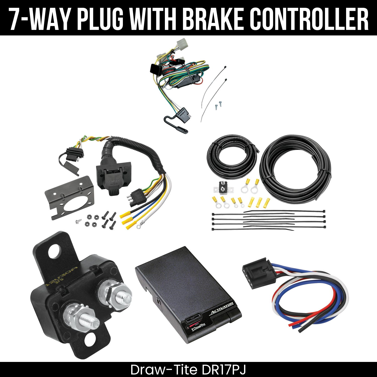 Trailer Wiring 7-Way Plug w/ Bracket , Draw-Tite Activator Brake Control