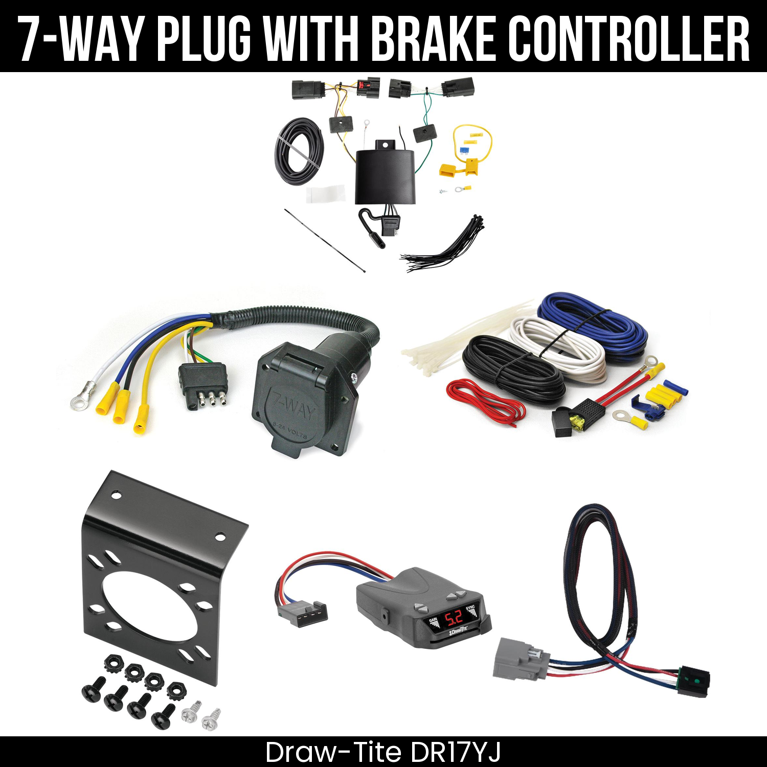 Trailer Wiring 7-Way Economy Plug w/ Bracket , Draw-Tite Activator IV Brake Control