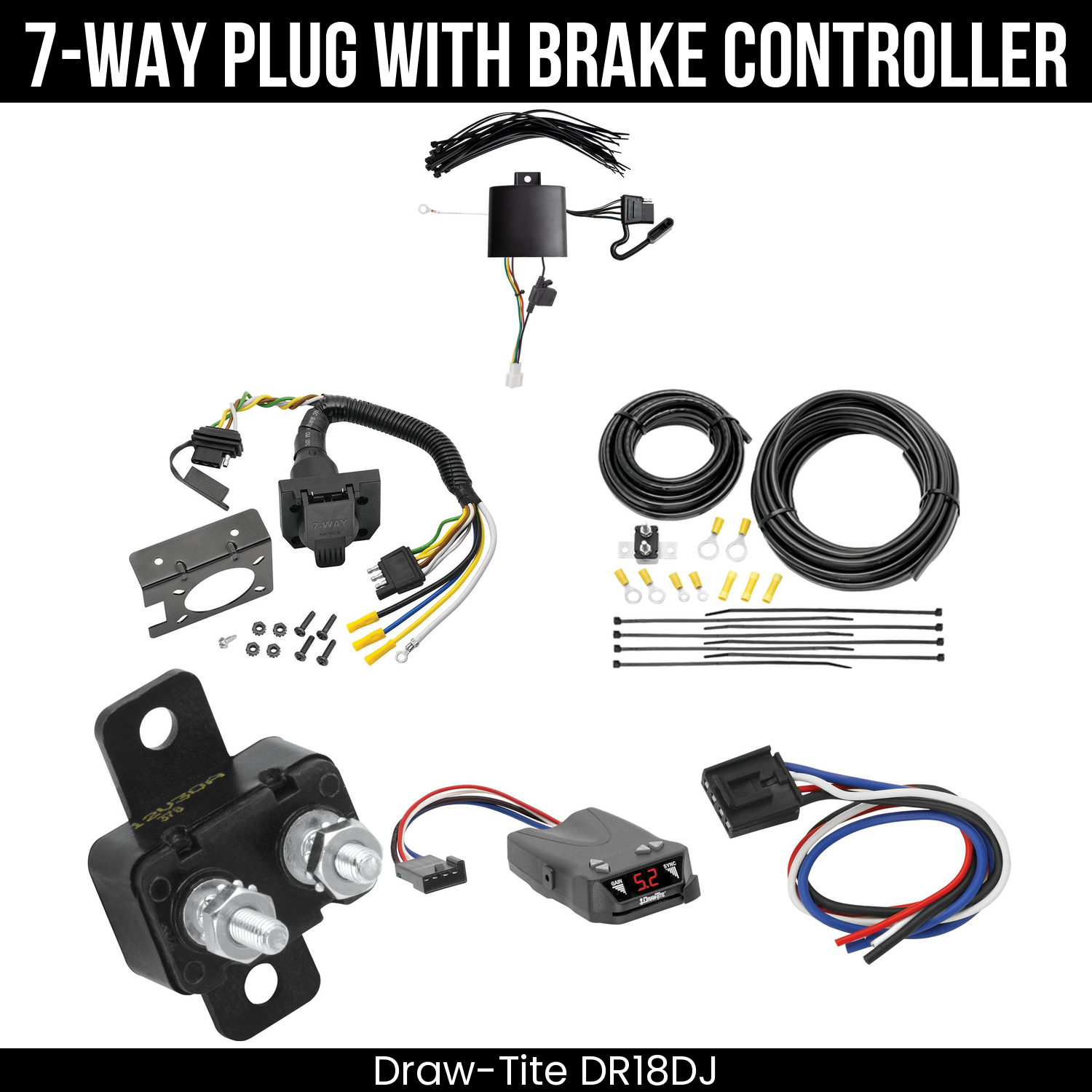 Trailer Wiring 7-Way Plug w/ Bracket , Draw-Tite Activator IV Brake Control