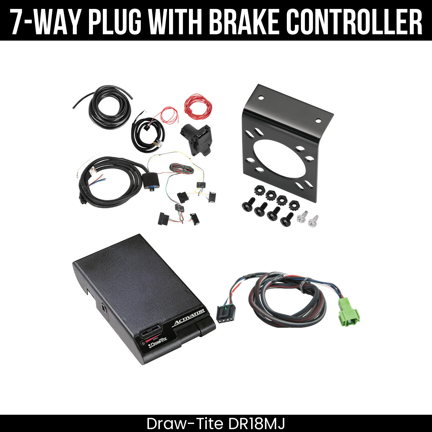 Trailer Wiring 7-Way Plug w/ Bracket , Draw-Tite Activator Brake Control