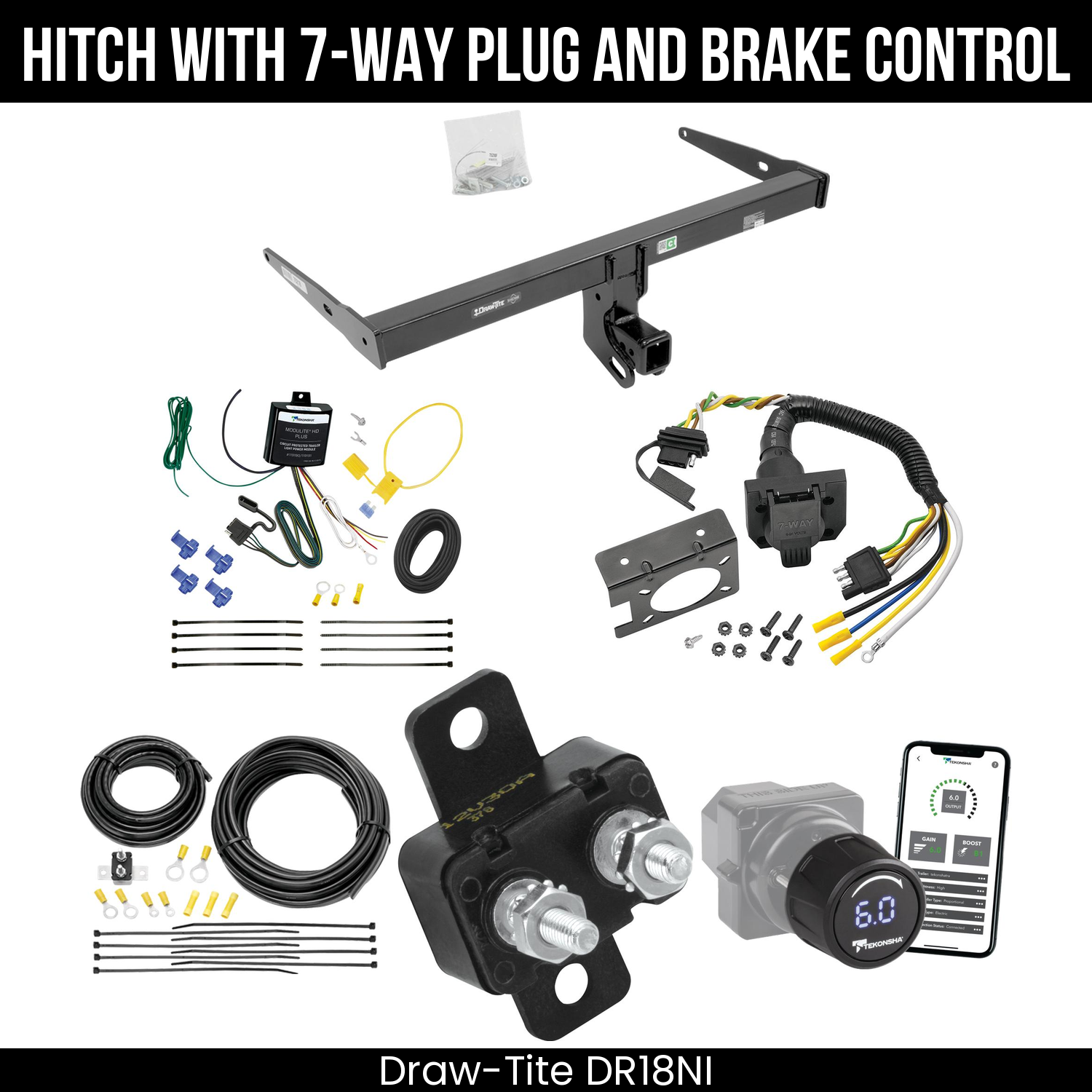 Draw Tite DR18NI Hitch With 7 Way Plug And Brake Control Bundle Featureimg