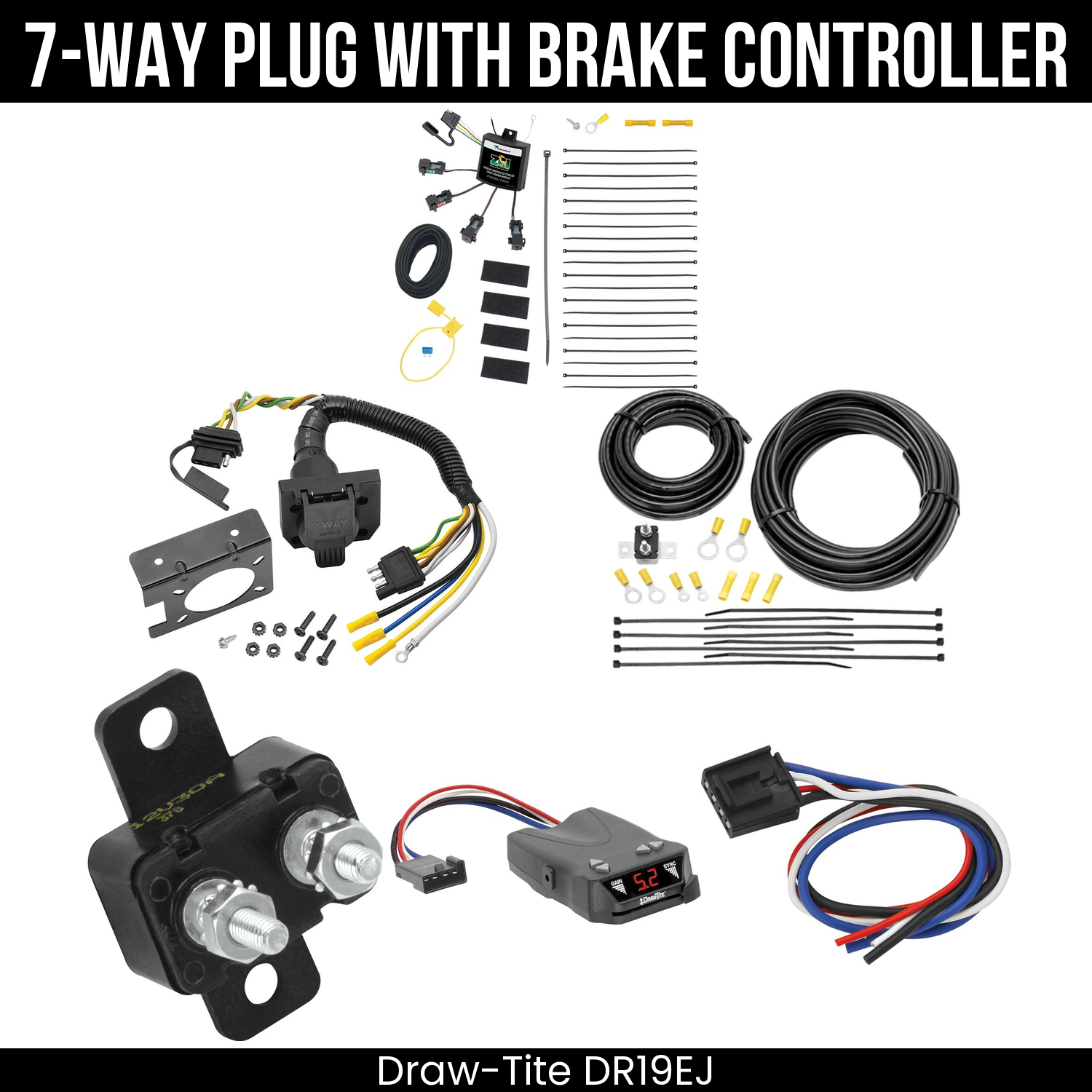 Trailer Wiring 7-Way Plug w/ Bracket , Draw-Tite Activator IV Brake Control