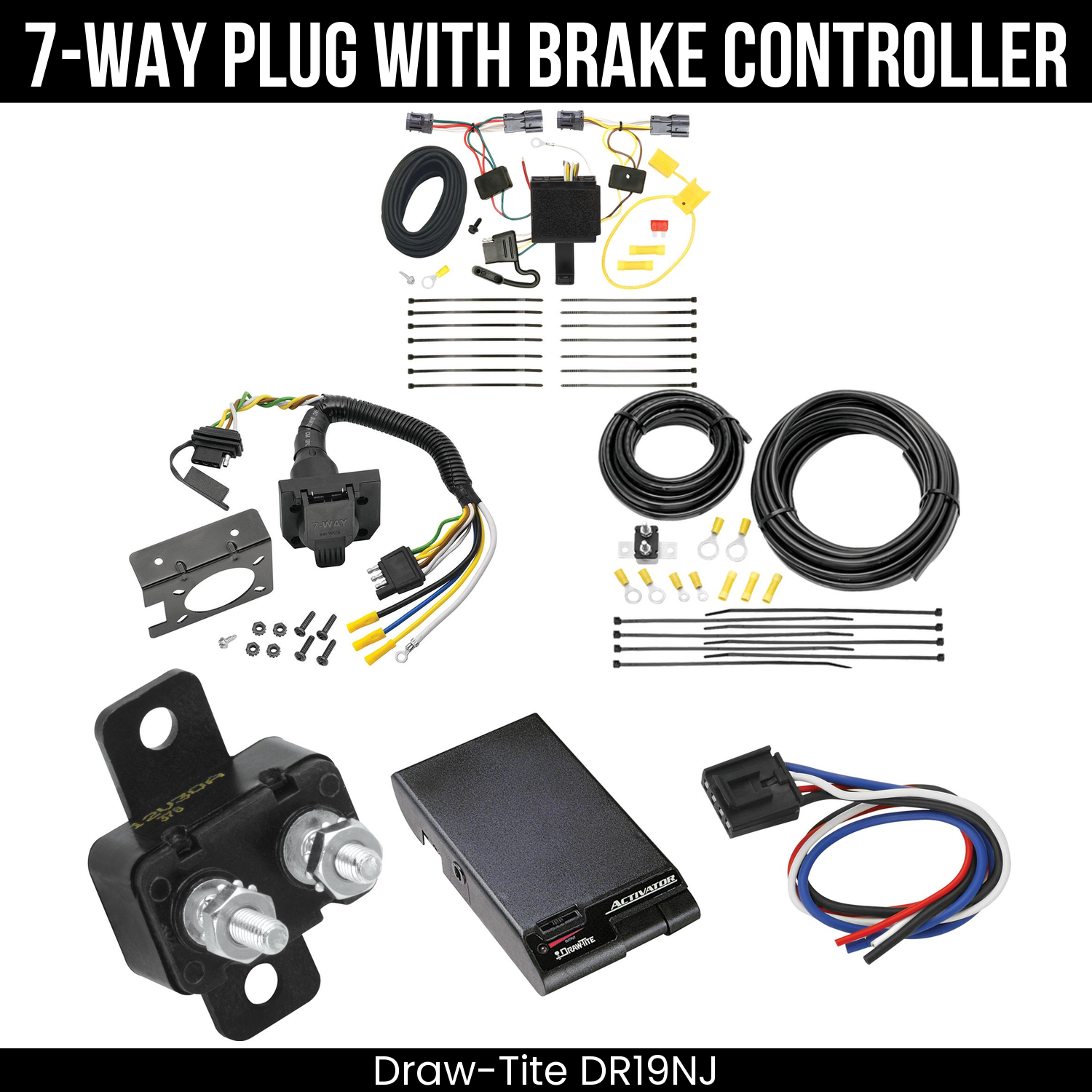Trailer Wiring 7-Way Plug w/ Bracket , Draw-Tite Activator Brake Control