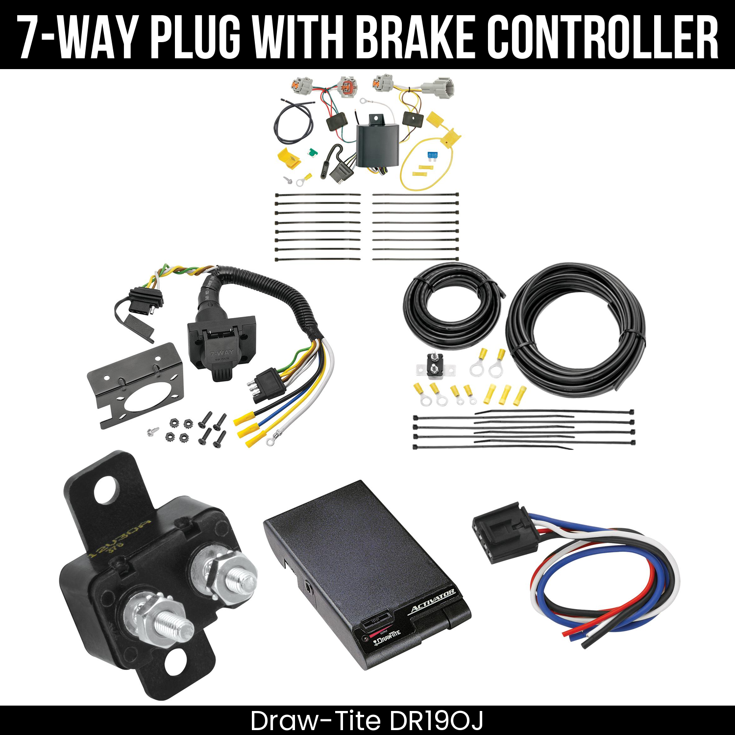 Trailer Wiring 7-Way Plug w/ Bracket , Draw-Tite Activator Brake Control