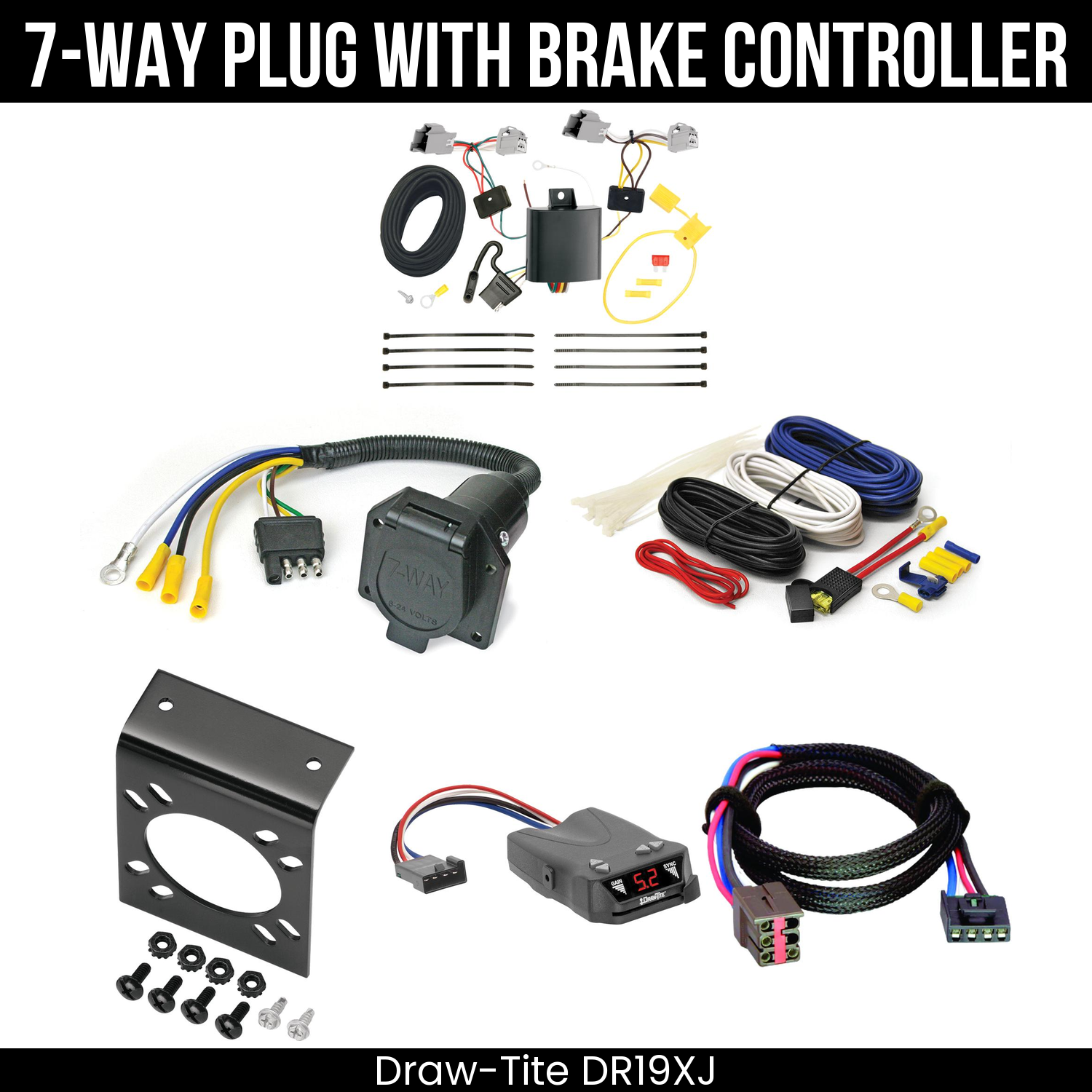 Trailer Wiring 7-Way Economy Plug w/ Bracket , Draw-Tite Activator IV Brake Control