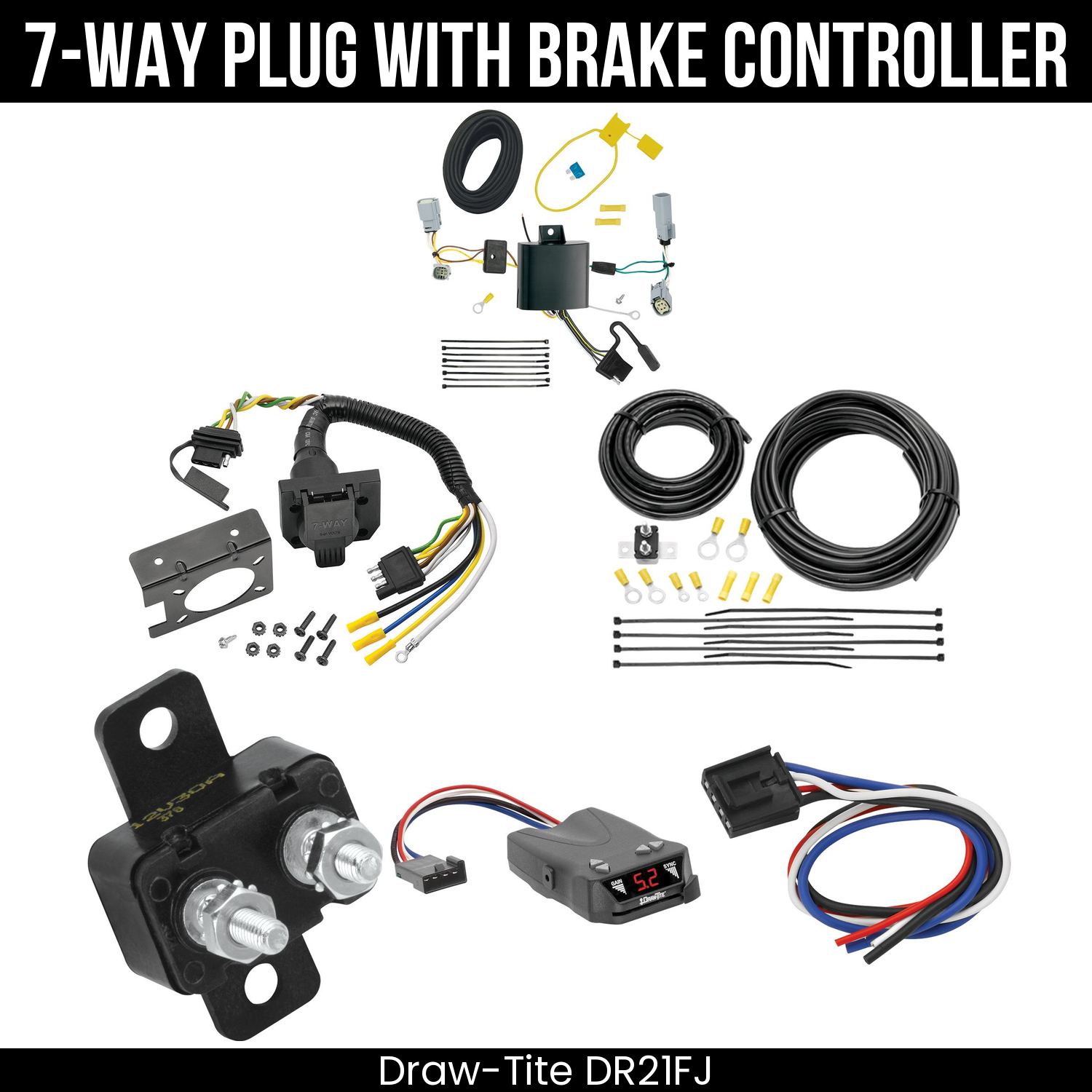 Trailer Wiring 7-Way Plug w/ Bracket , Draw-Tite Activator IV Brake Control