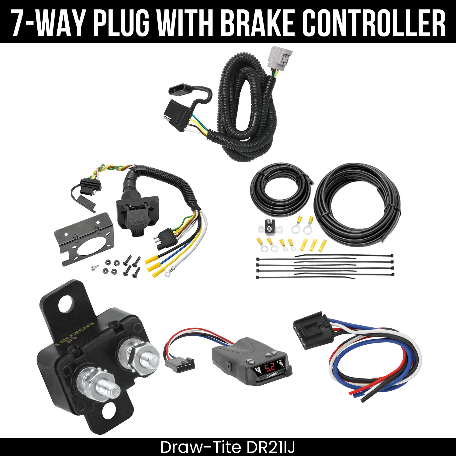 Trailer Wiring 7-Way Plug w/ Bracket , Draw-Tite Activator IV Brake Control