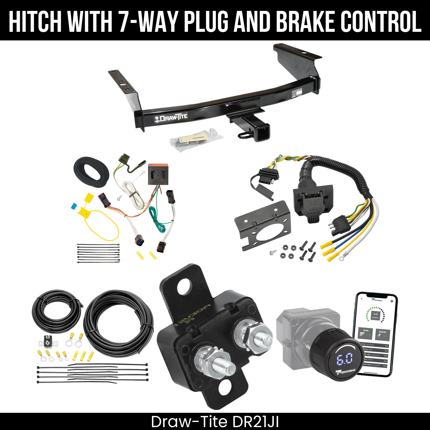Draw Tite DR21JI Hitch With 7 Way Plug And Brake Control Bundle Featureimg