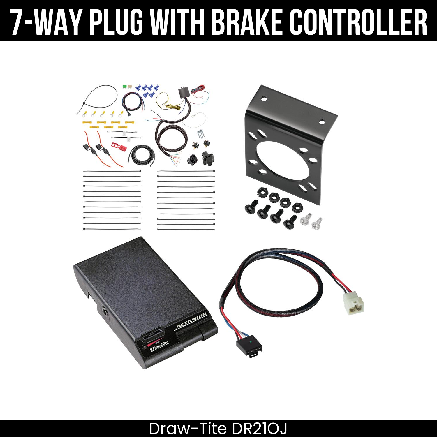 Trailer Wiring 7-Way Plug w/ Bracket , Draw-Tite Activator Brake Control