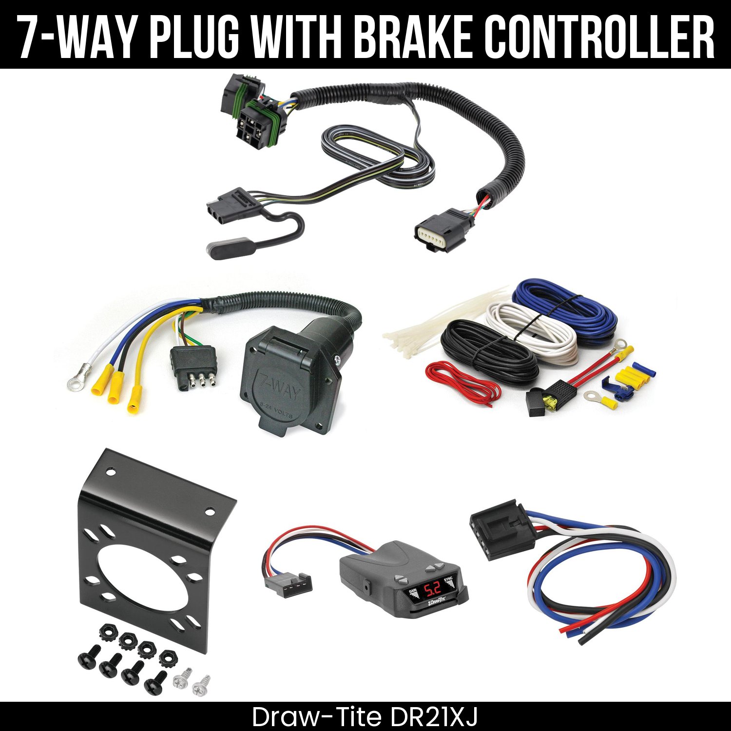 Trailer Wiring 7-Way Economy Plug w/ Bracket , Draw-Tite Activator IV Brake Control
