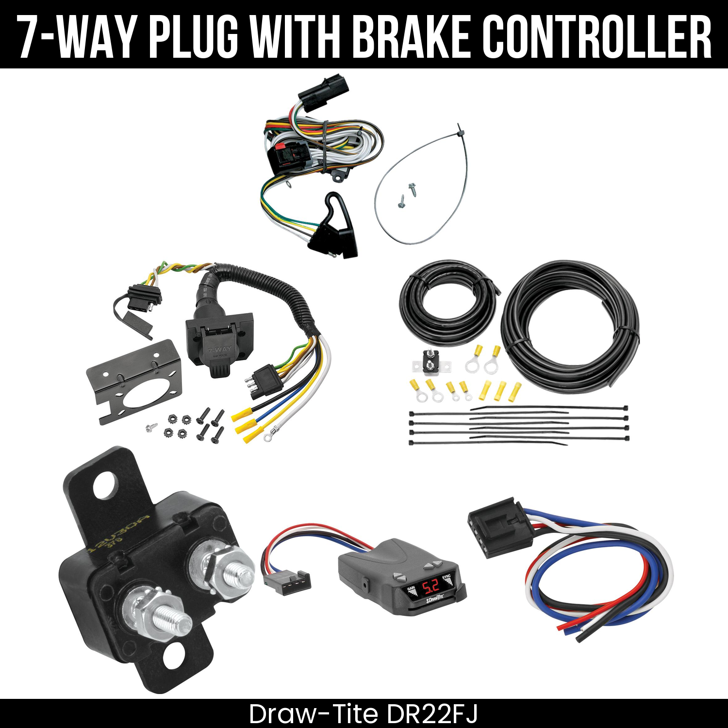 Trailer Wiring 7-Way Plug w/ Bracket , Draw-Tite Activator IV Brake Control