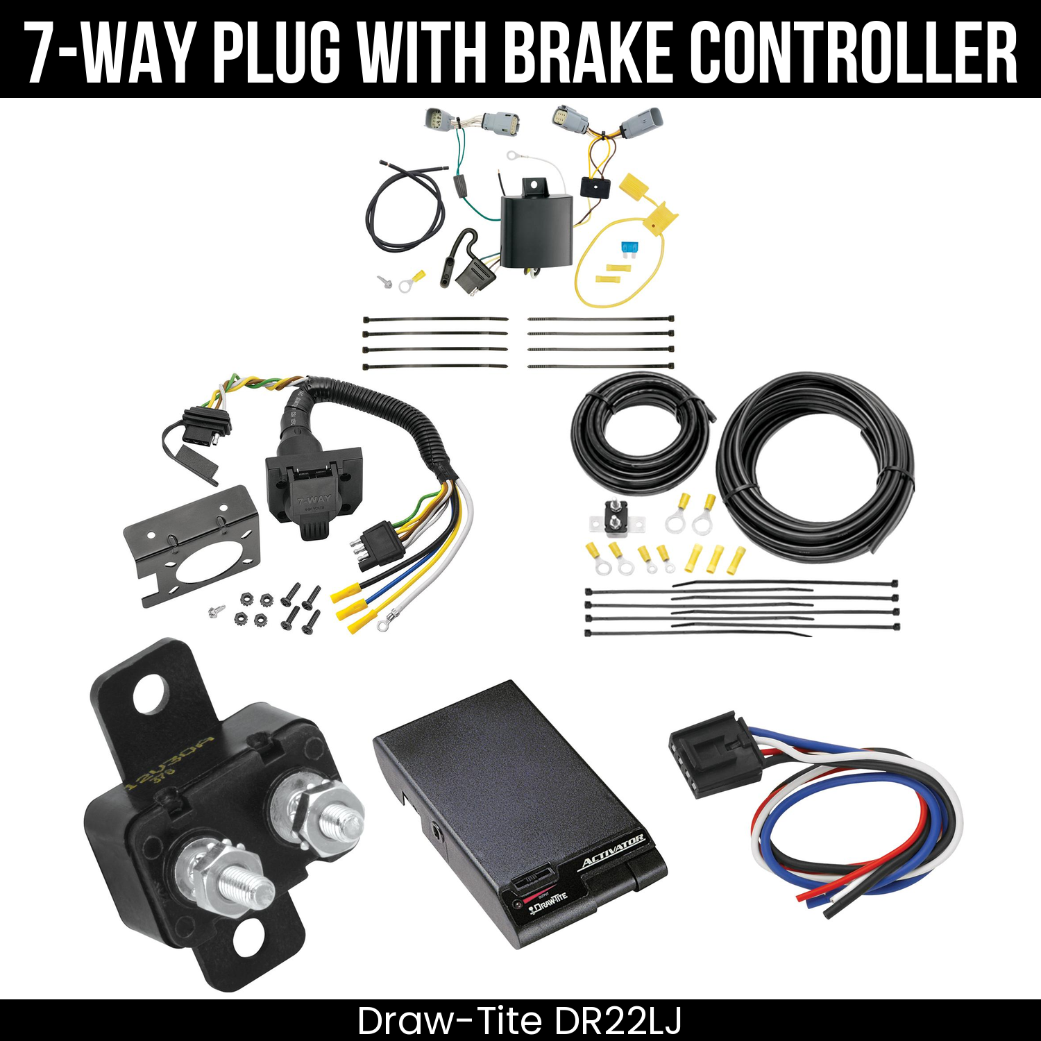 Trailer Wiring 7-Way Plug w/ Bracket , Draw-Tite Activator Brake Control
