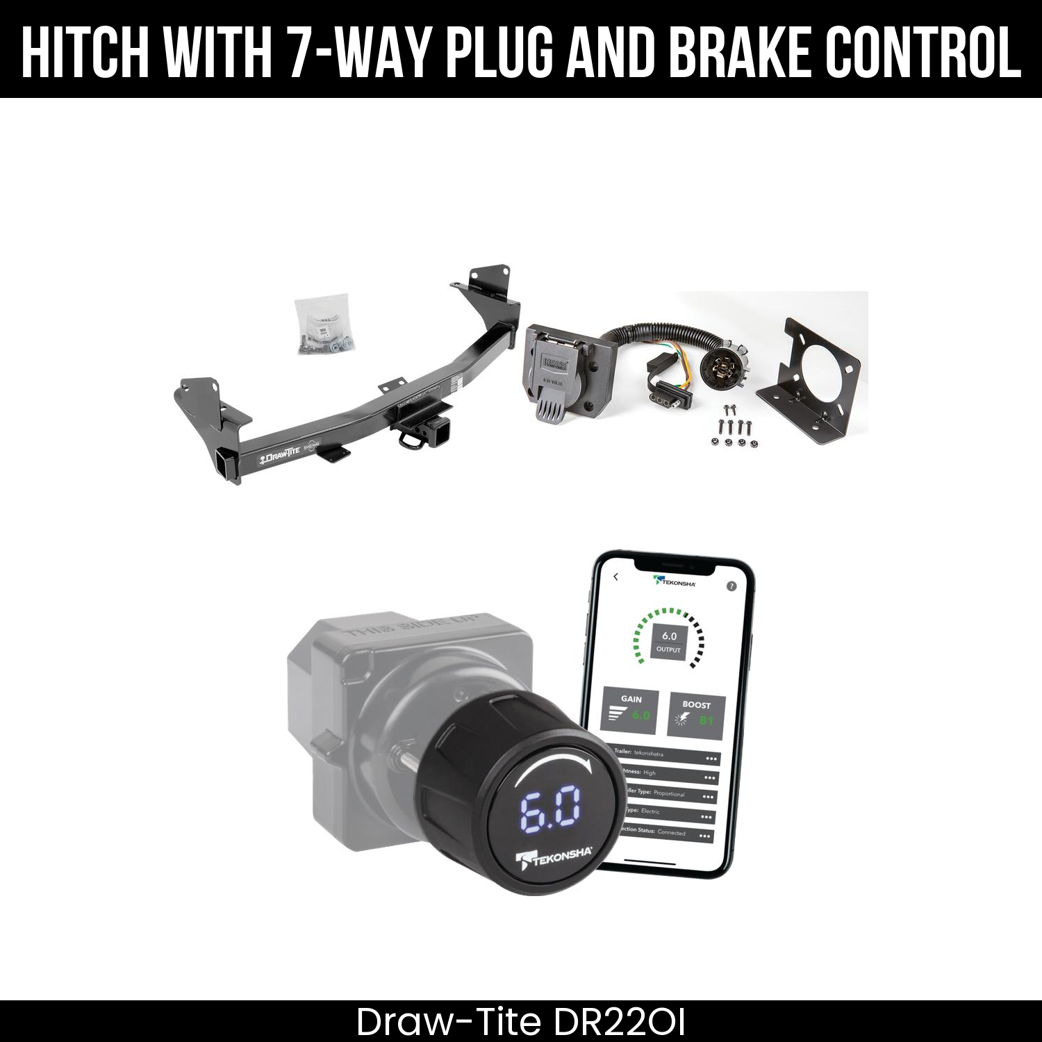 Draw Tite DR22OI Hitch With 7 Way Plug And Brake Control Bundle Featureimg