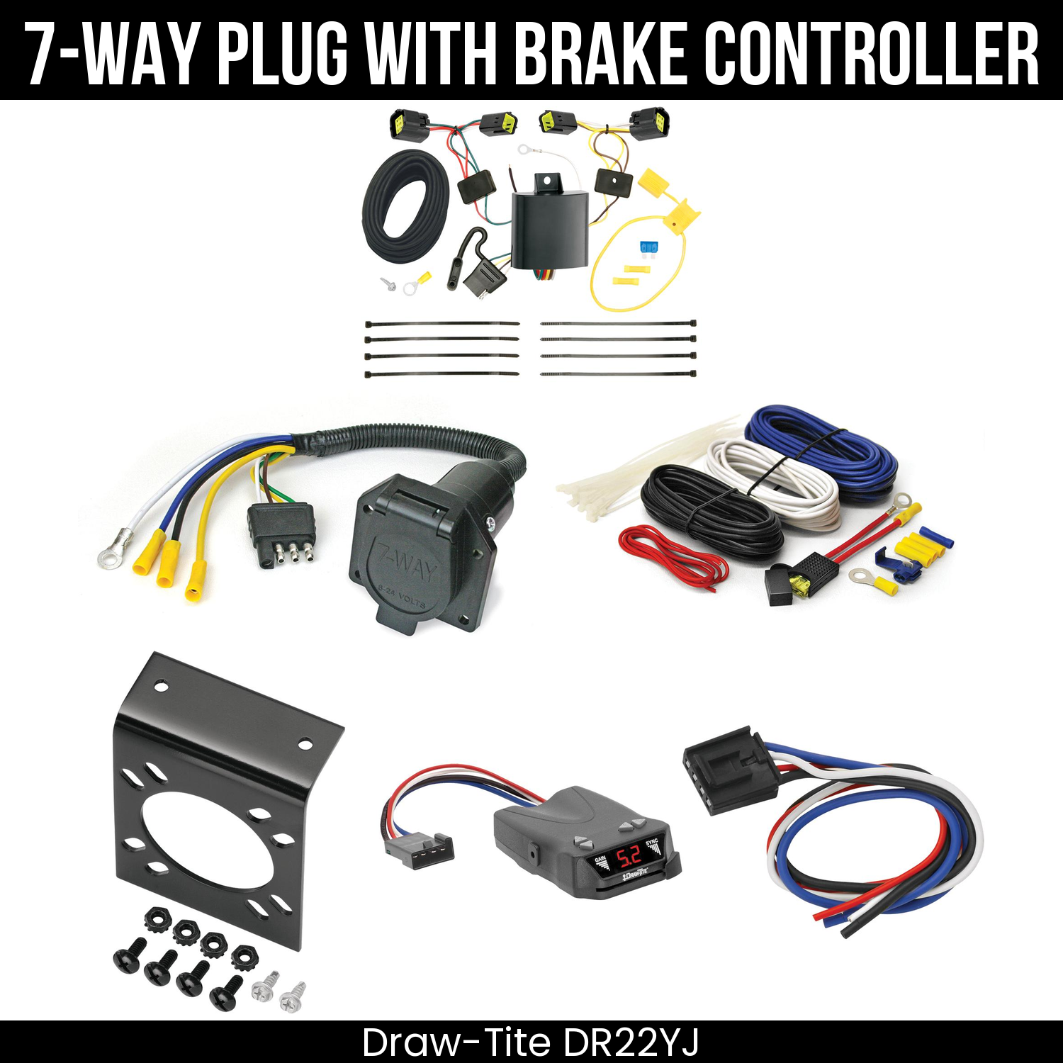 Trailer Wiring 7-Way Economy Plug w/ Bracket , Draw-Tite Activator IV Brake Control