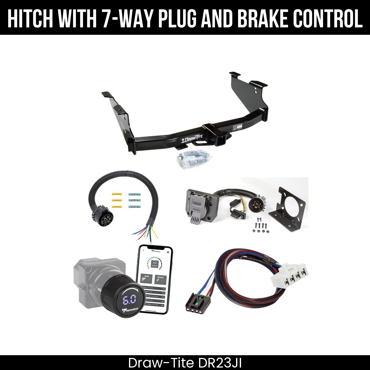 Draw Tite DR23JI Hitch With 7 Way Plug And Brake Control Bundle Featureimg