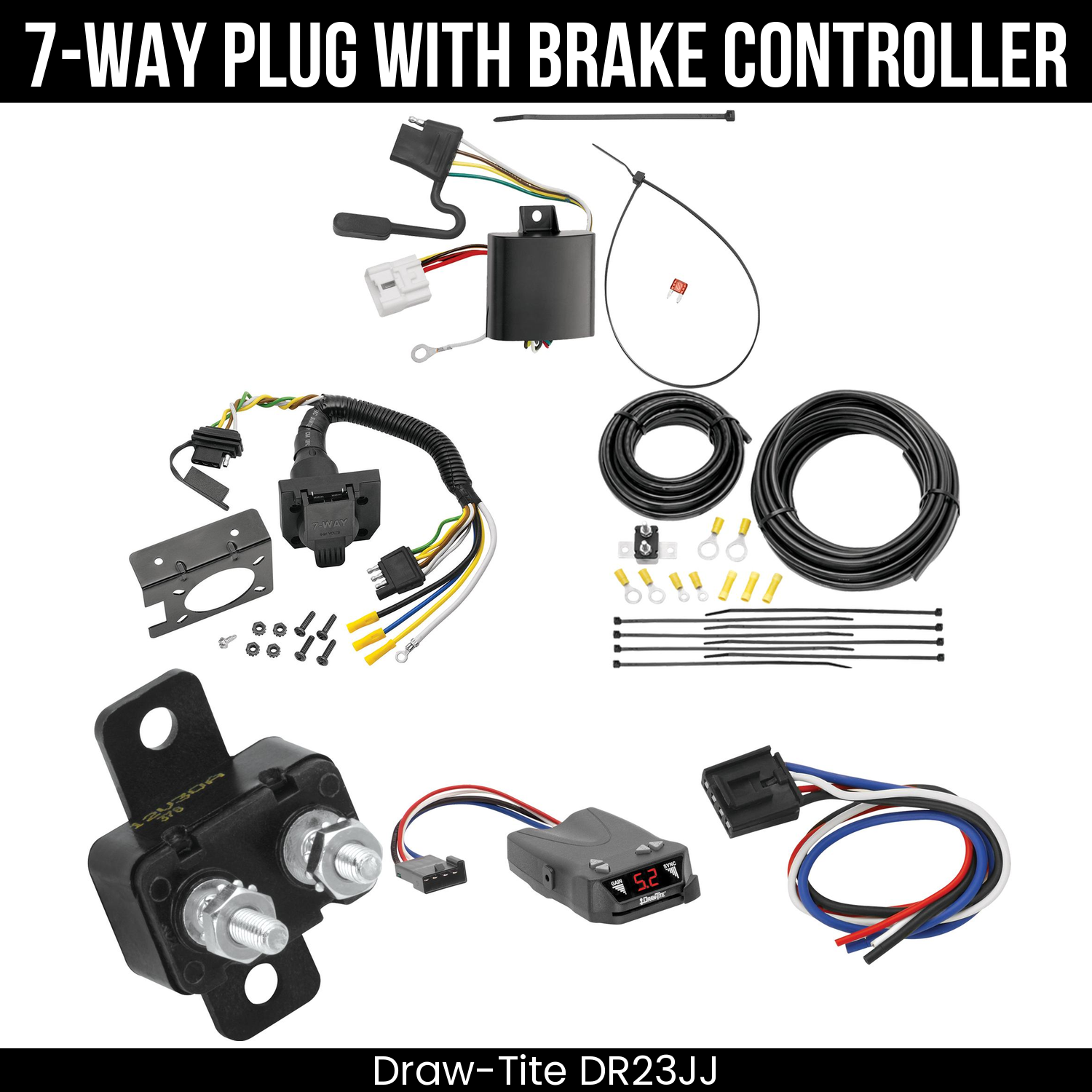 Trailer Wiring 7-Way Plug w/ Bracket , Draw-Tite Activator IV Brake Control