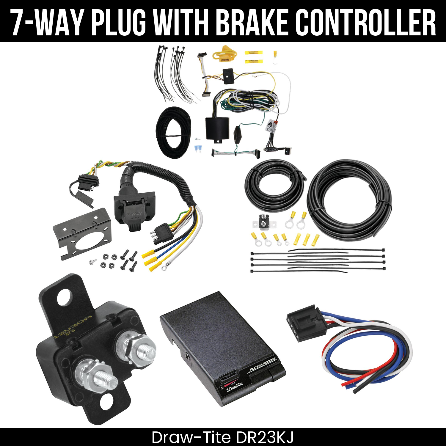 Trailer Wiring 7-Way Plug w/ Bracket , Draw-Tite Activator Brake Control