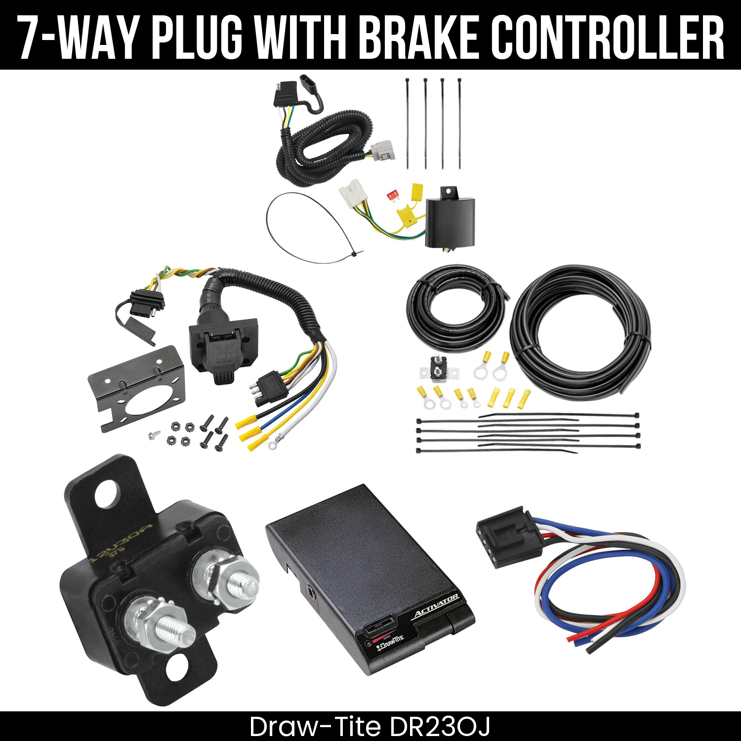 Trailer Wiring 7-Way Plug w/ Bracket , Draw-Tite Activator Brake Control